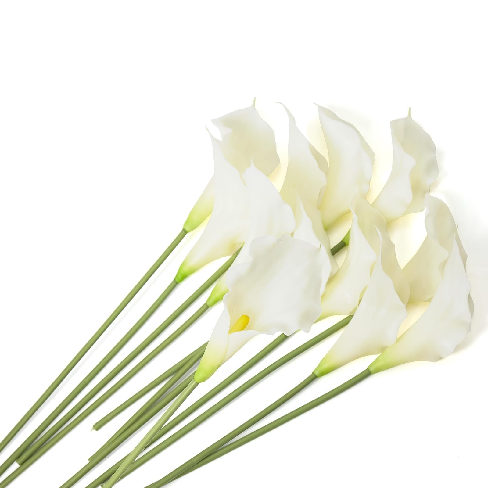 12 PCS White Calla Lily Faux Flowers – Real Touch Silicone for Home Decor & Wedd