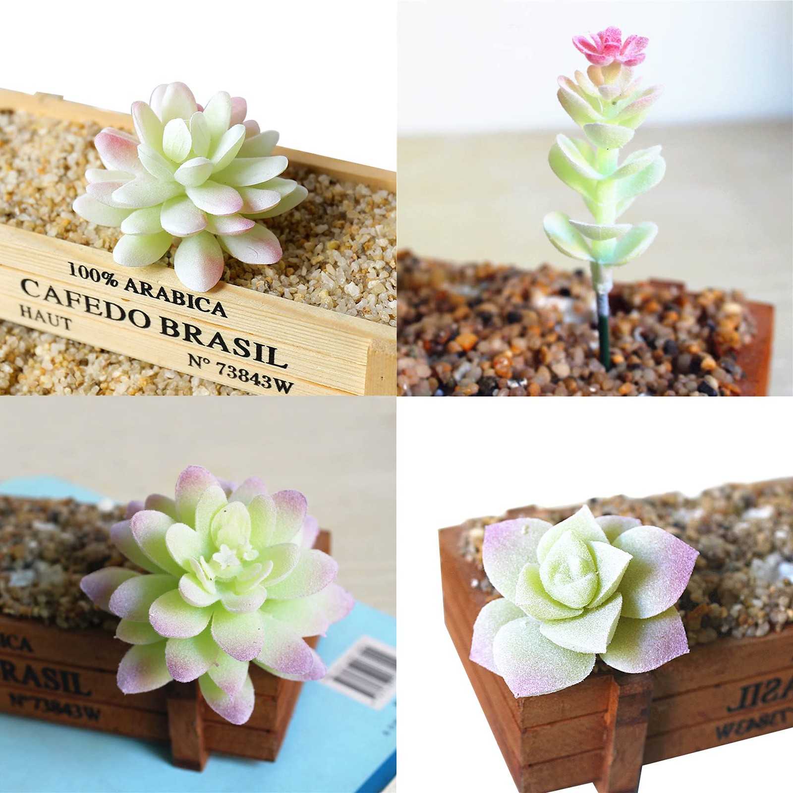 20 PCS Artificial Succulents Picks Creamy White Artificial Succulent Plants, …