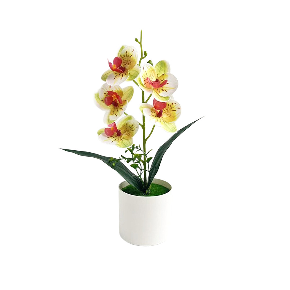 5 Flower Artificial Phalaenopsis Orchid Potted Plant for Wedding Home Decor