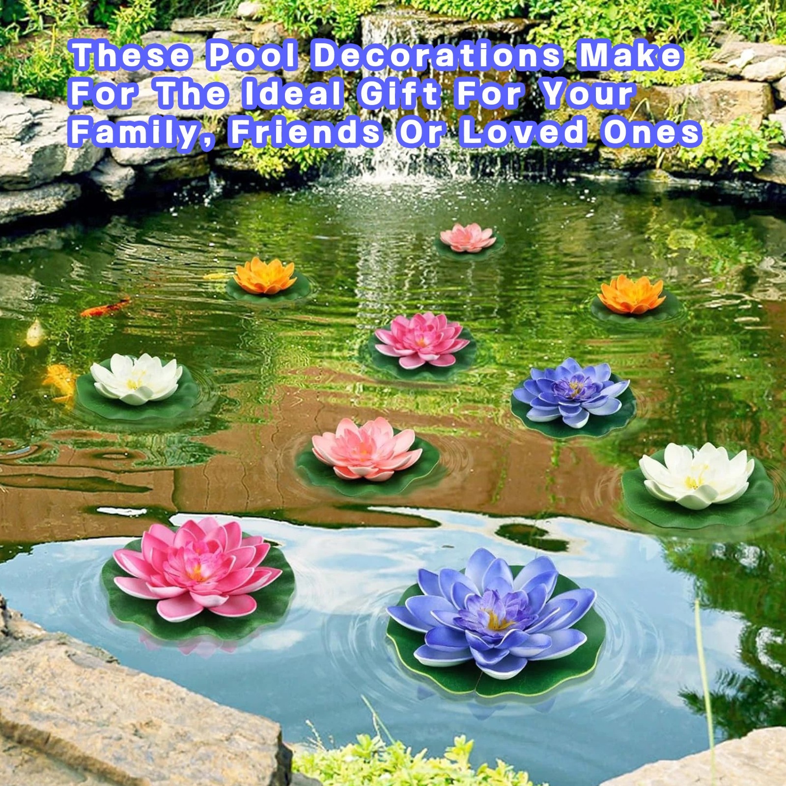12 PC LED Lotus Floating Pool Lights – 3.94″ Waterproof Foam Flower Lights
