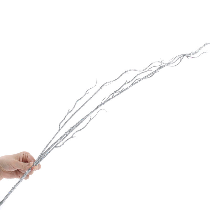 Package of 6 Silver Glittered Artificial Twig 37″ Sprays