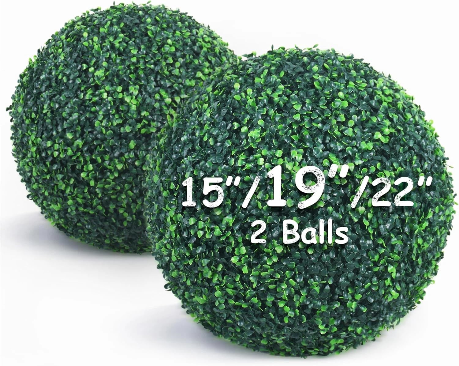 19 Inch 2 Packs Artificial Boxwood Balls Topiary Balls, 4 Layers of UV-Resist…