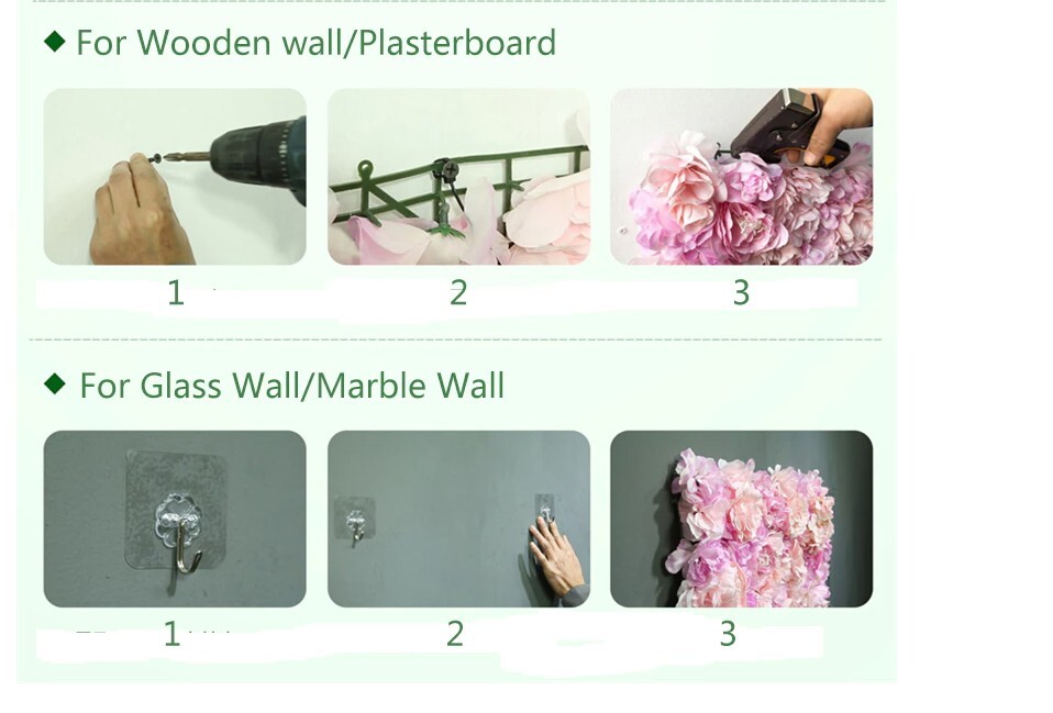 Pink silk rose flower wall 5 PCS 40X60CM