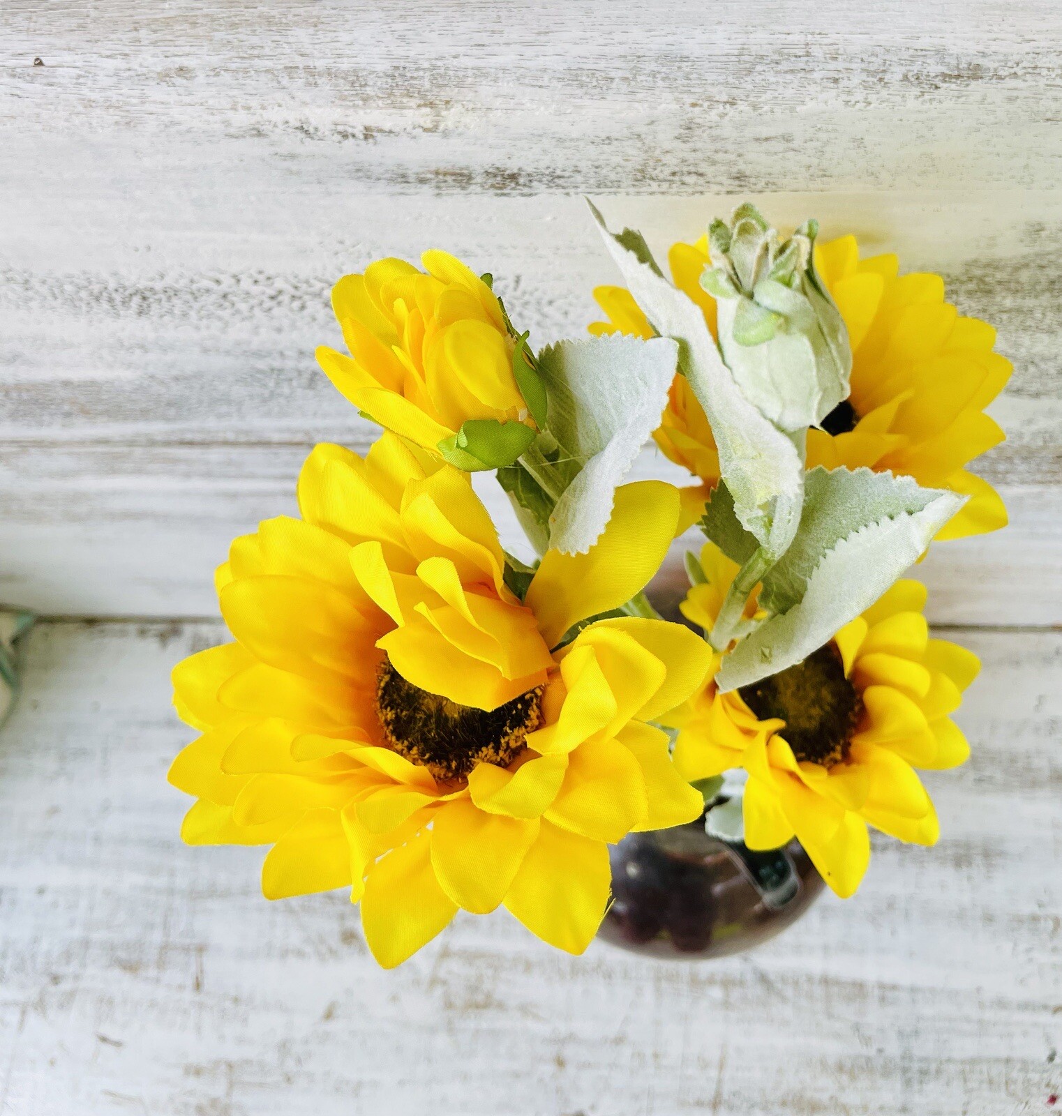 Sunflower Blooms Spray, 26” Country Farmhouse Floral Decor One Stem Included