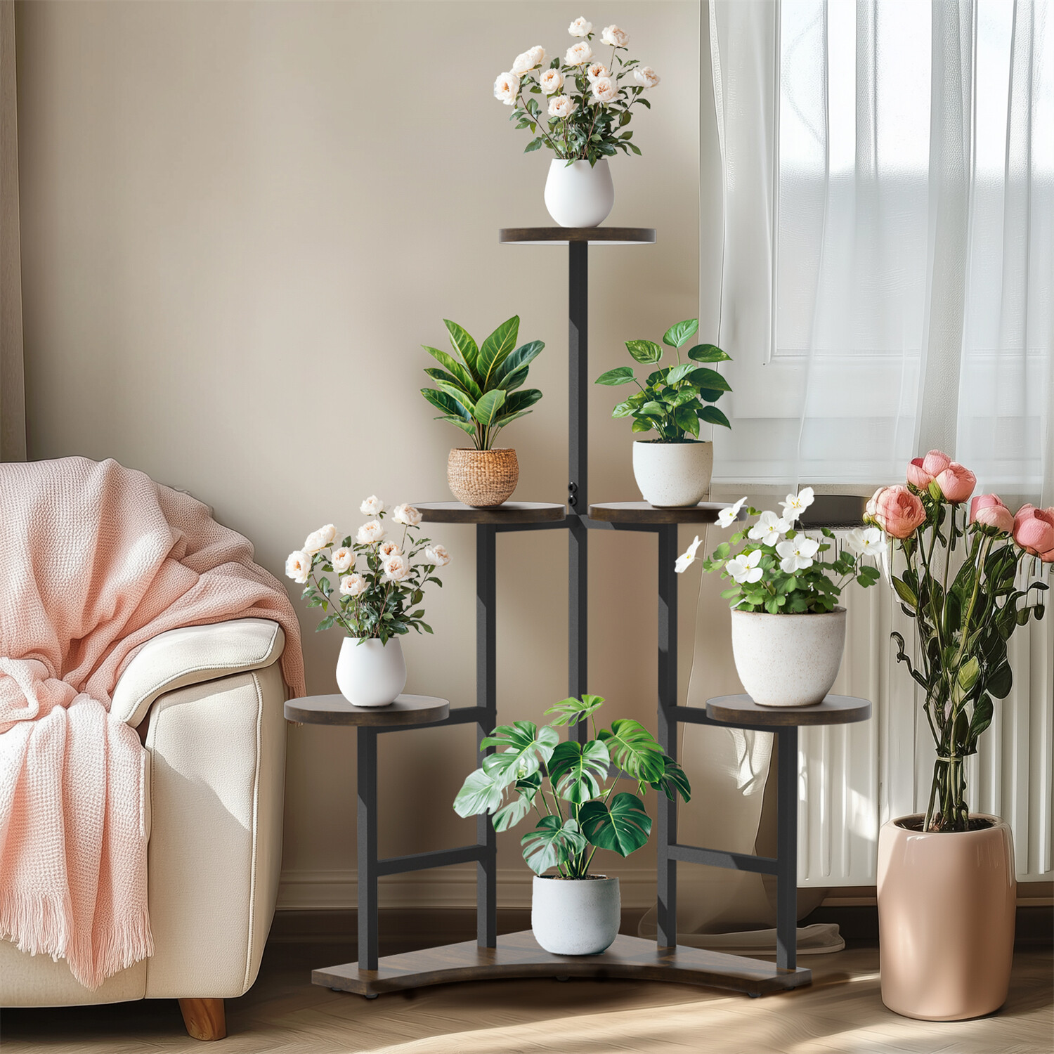 Industrial 5 Tier Tall Plant Stand Multiple Potted Flower Display Rack Holder