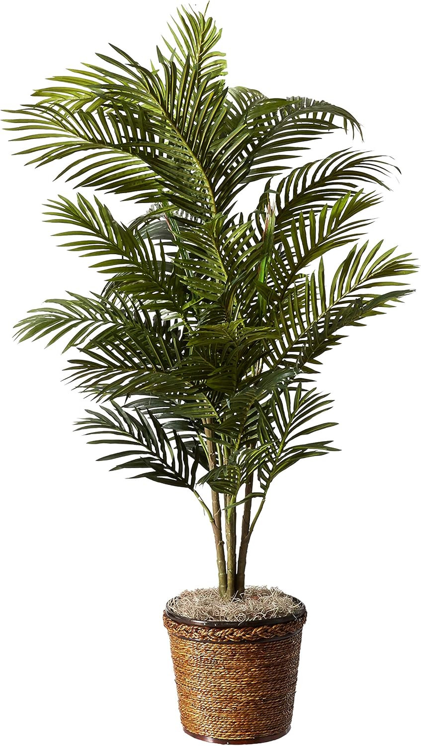 Lifelike 56″ Areca Palm Silk Tree in Decorative Basket – Green Home Decor