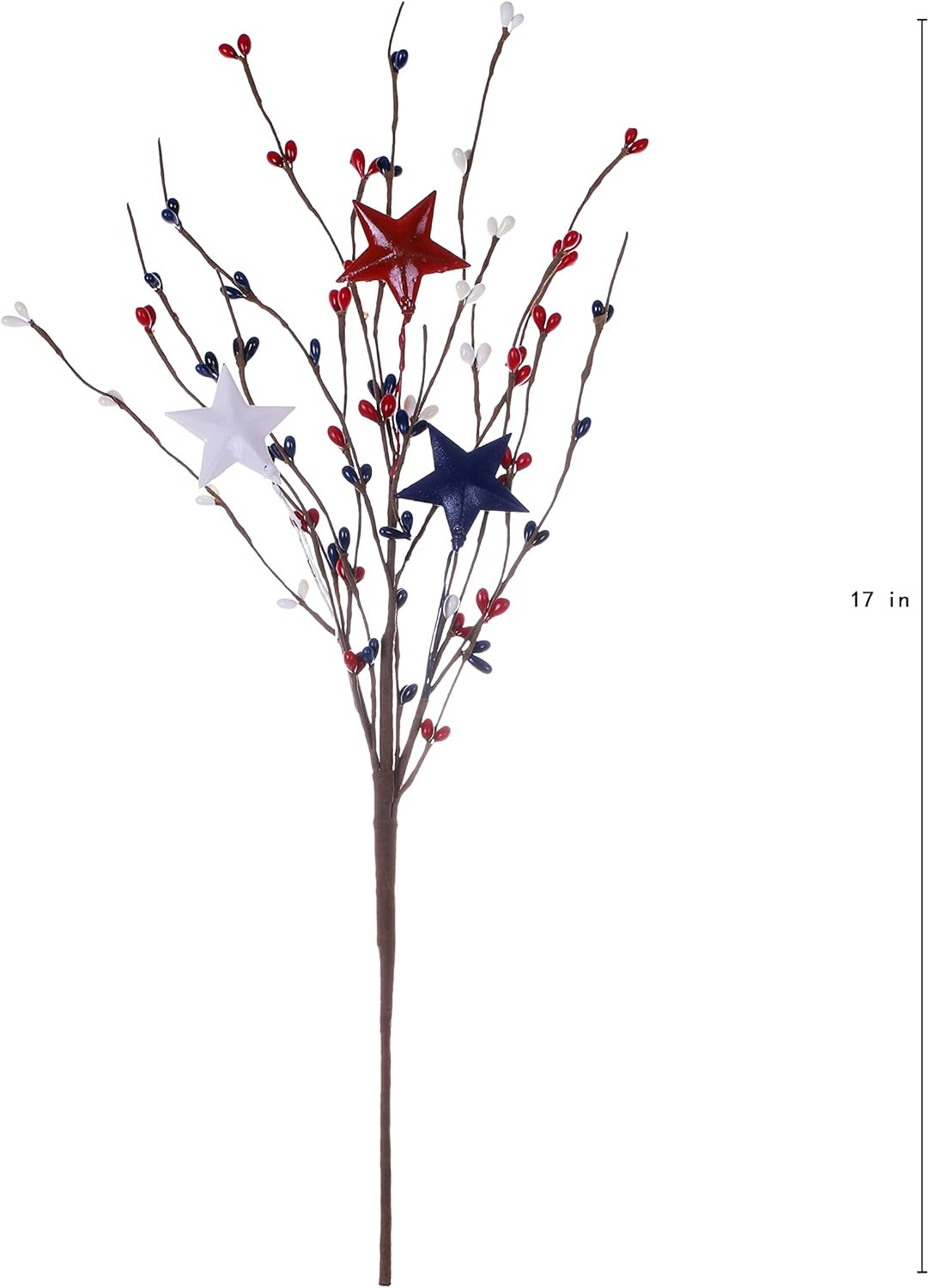 6 Pack Patriotic Berry Star Picks 17in Red White Blue July 4th Decor