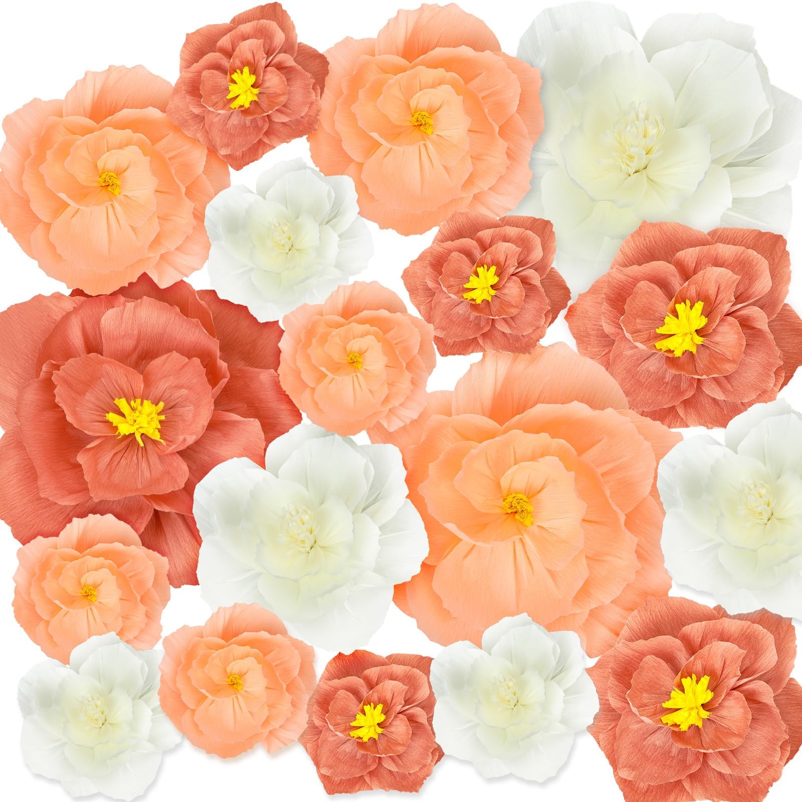 18 PCS Giant Paper Flowers Artificial Large Decoration Backdrop Pink White