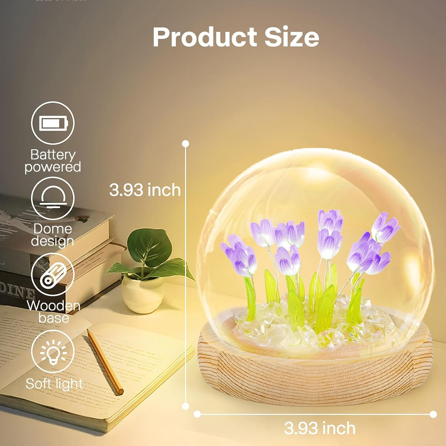 Flower Lamp Night Light Valentines Day Gifts for Her Birthday Gifts Women for Be