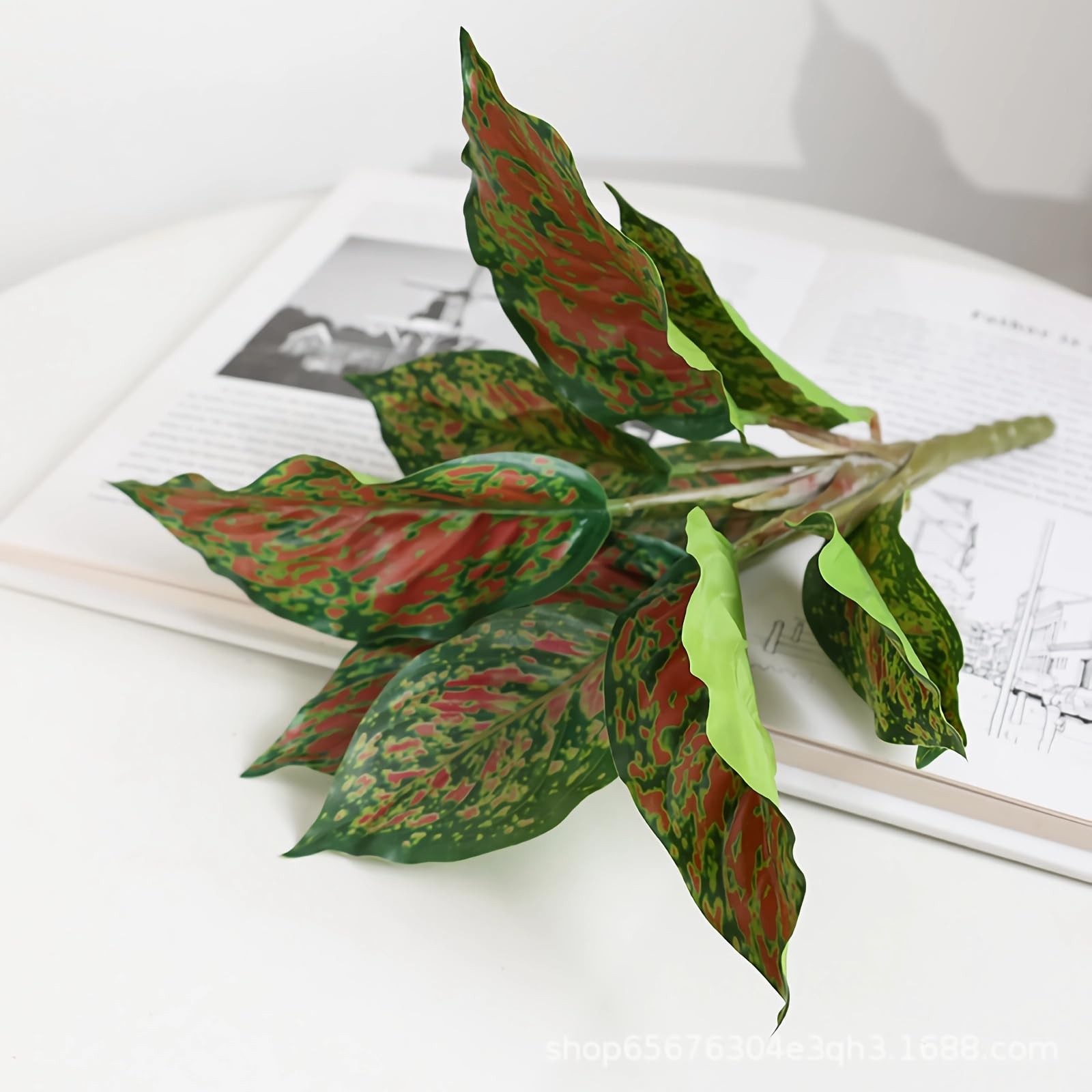 2pcs Artificial Halcyon Hosta Perennial Plants 17″ Faux Variegated Hosta Red …