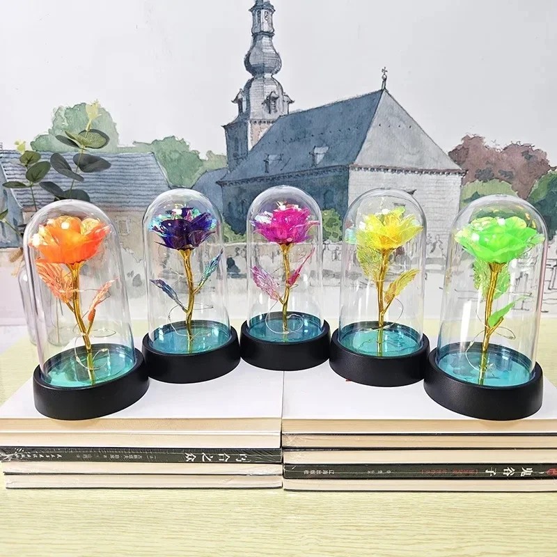 Brand New-Crystal Galaxy Enchanted LED Glass Forever Rose Home Decoration Gift