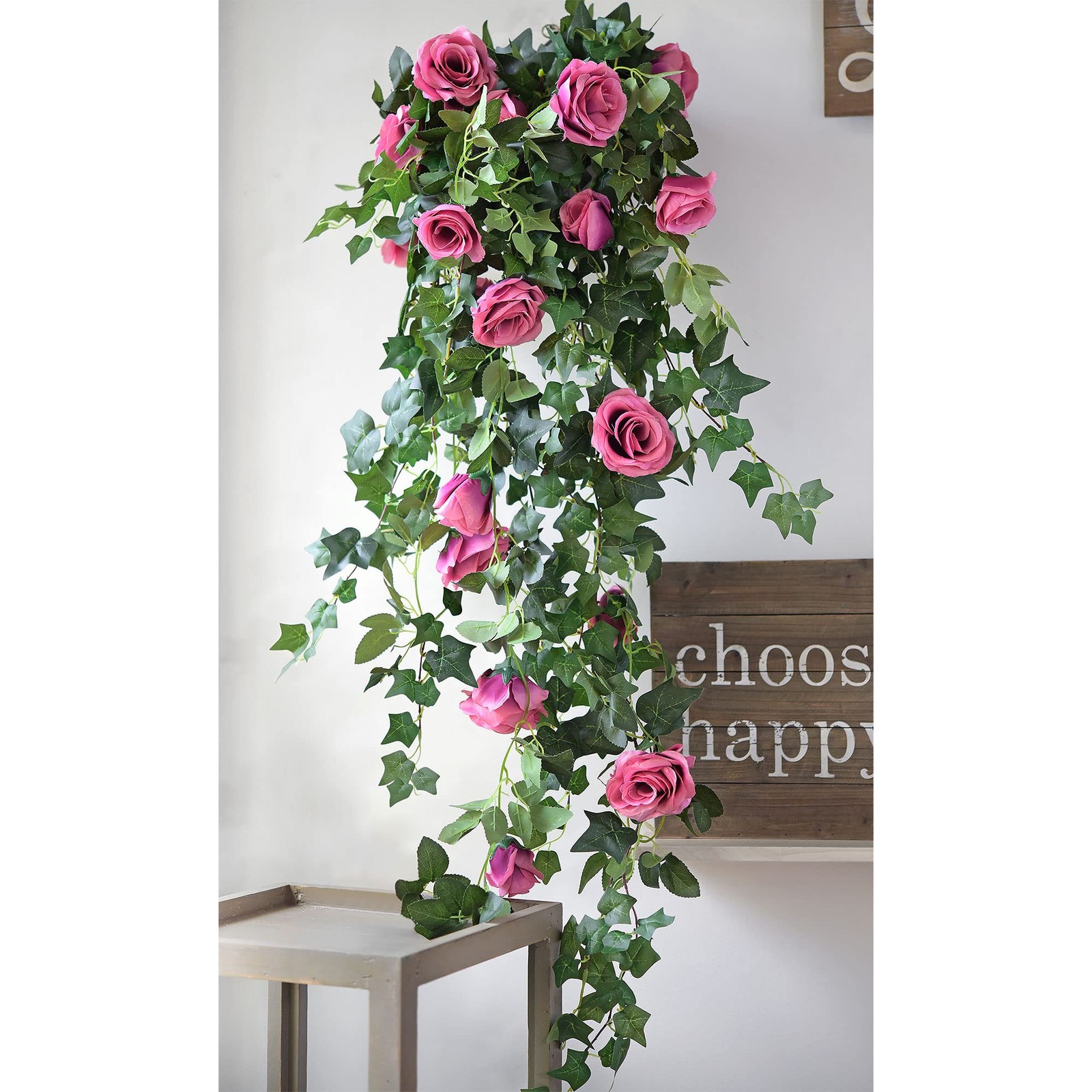 FiveSeasonStuff 29 Ft 4 Pack Rose Silk Flower Garland Artificial Flowers Deco…