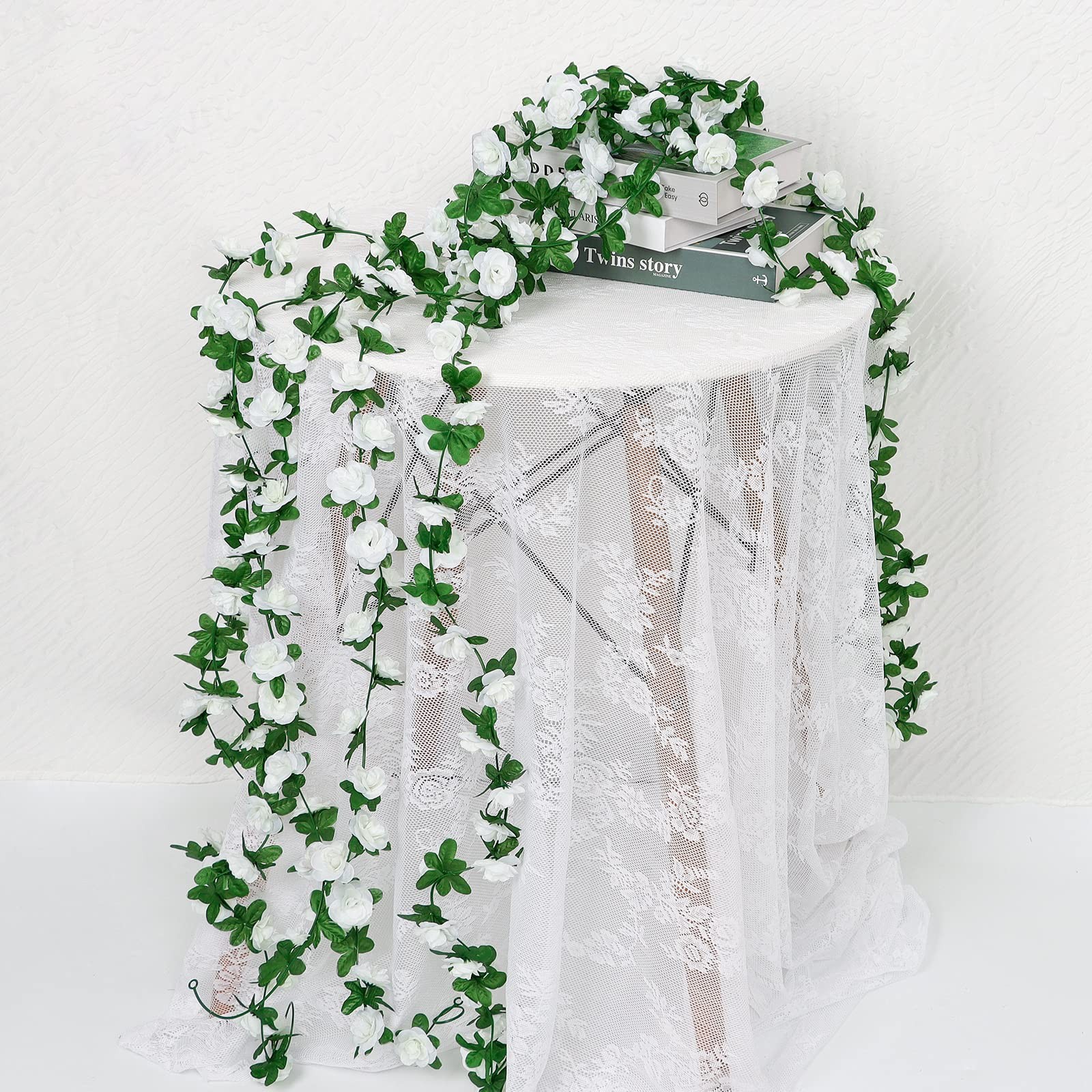9 Pack 72 FT Artificial Rose Garland Silk Flowers Vines Outdoor Hanging Floral I
