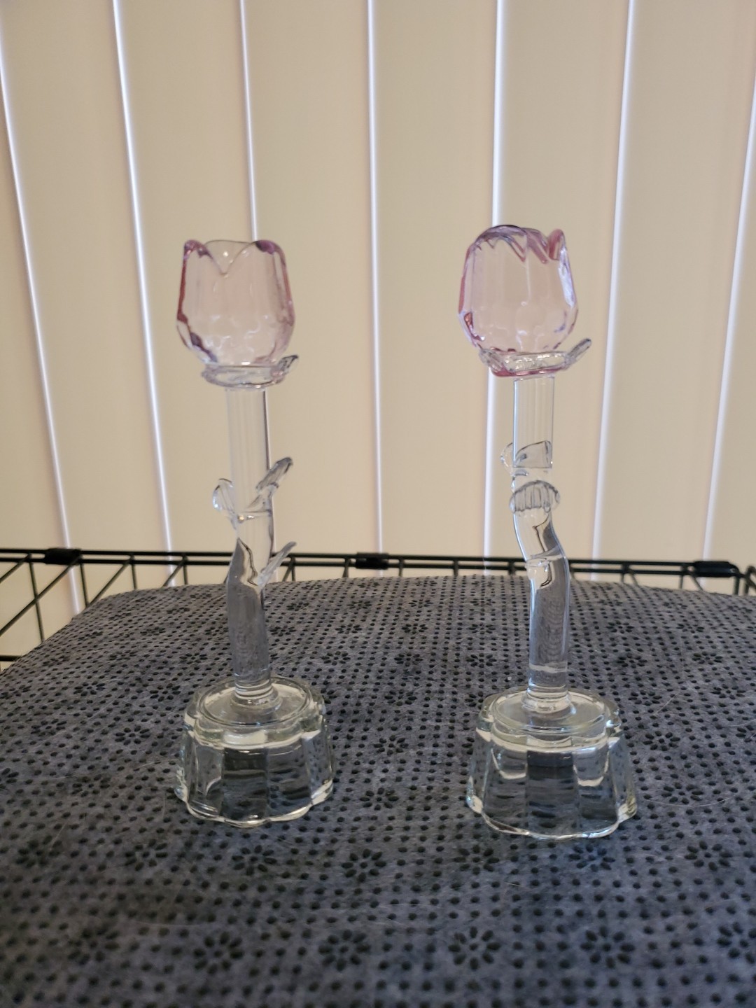 Pink And Clear Glass Crystal, Roses