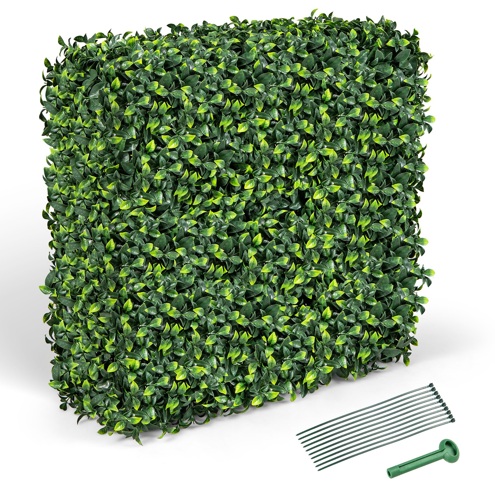 Artificial Plant Wall w/ Realistic PE Leaves Zip Ties Decoration 36” x 15” x