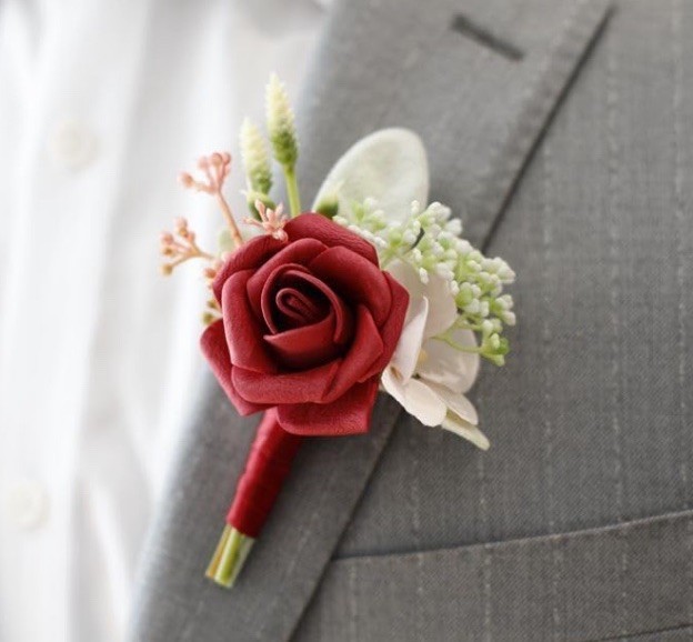 Wedding Mauve Pink Rose Boutonniere Groom Flower Pin for Men’s Suit Party Prom