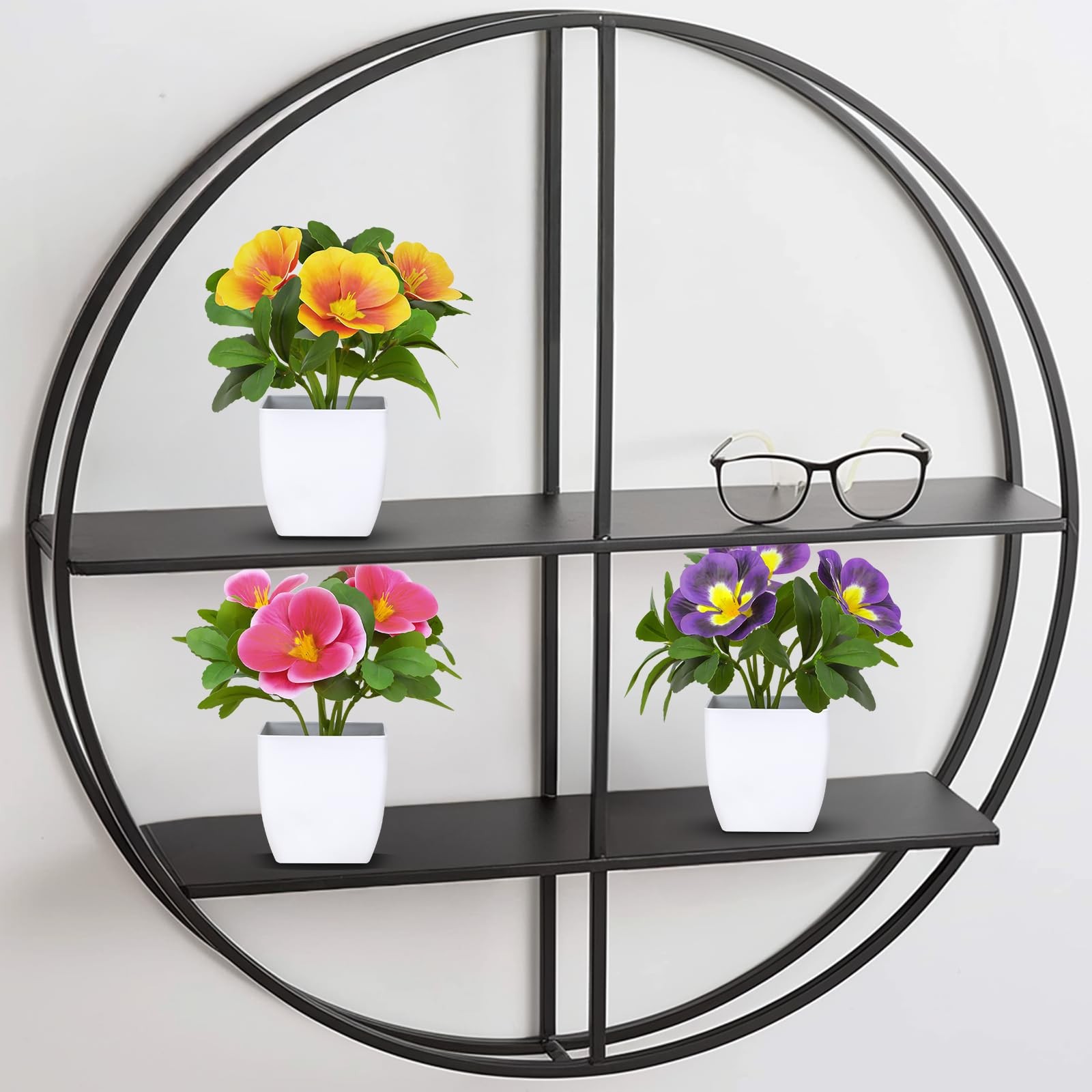 6 PCS 5.9 Inch Artificial Pansy Flowers Pots Mini Fake Plants Decor Greenery