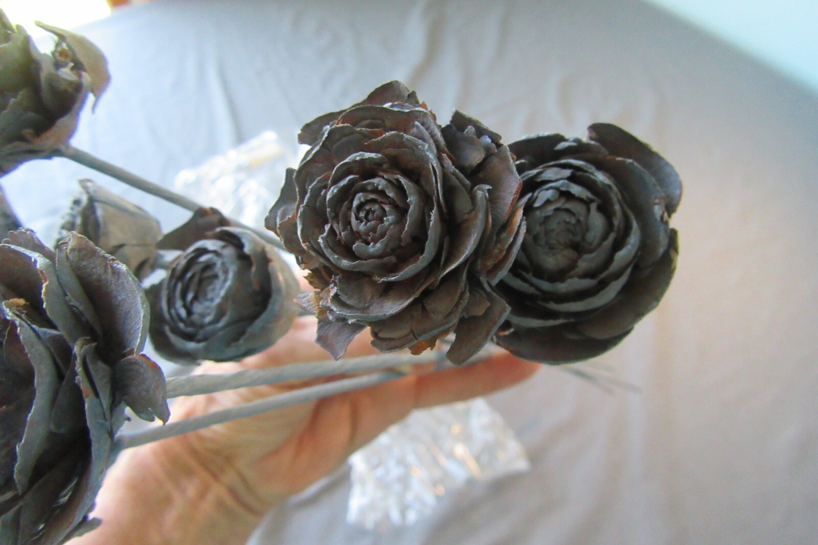 Cedar Roses Pine Cones Painted on Stems Bouquet