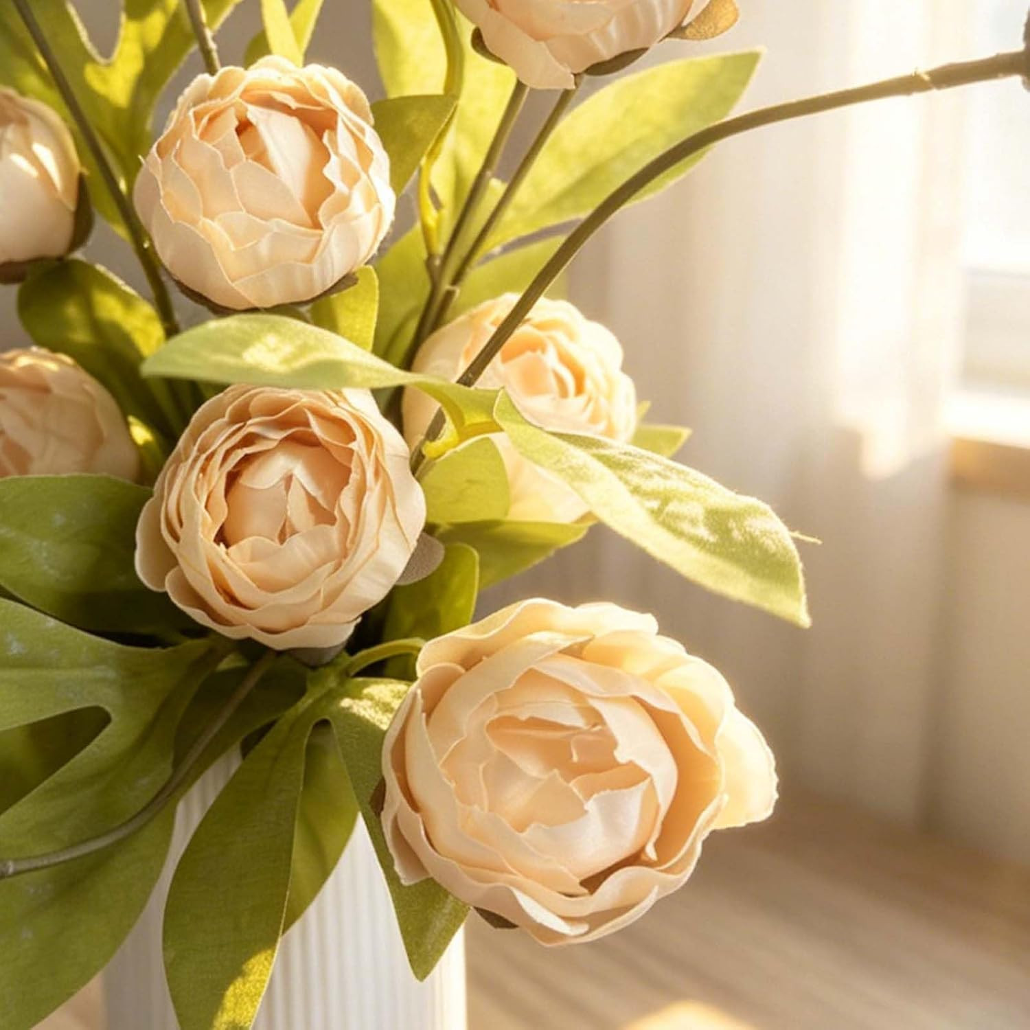 27″ Silk Faux Peony Flowers – 8 Pcs Bouquet for Home, Wedding, Table Decor
