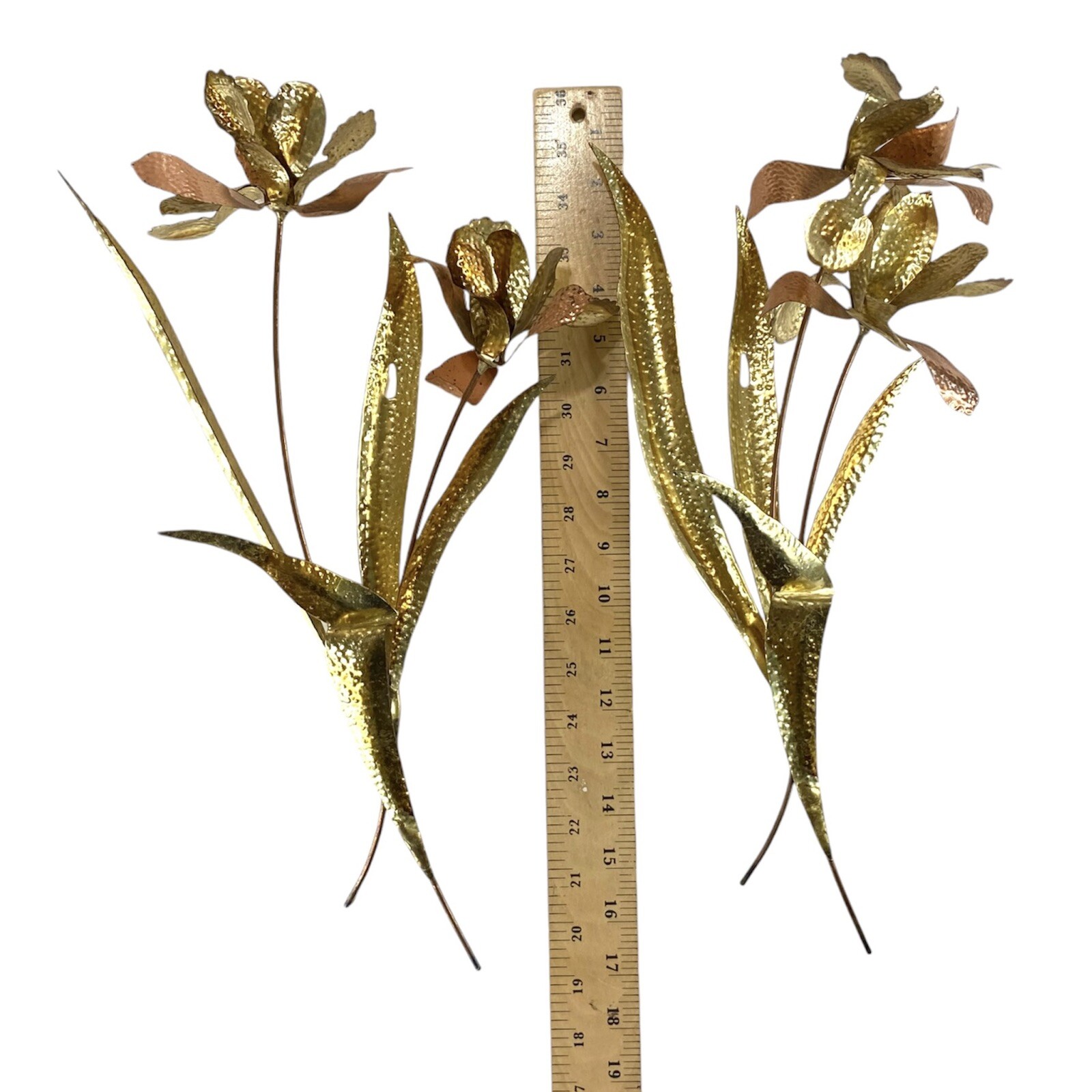 Metal Flower Wall Hanging Sculpture Vtg Home Decor MCM Retro Floral 3D Iris