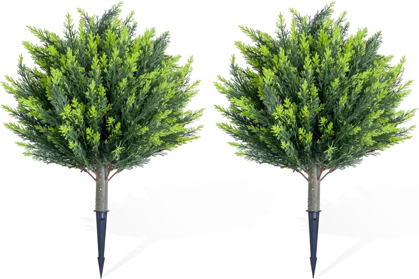 2PCS 25.5in Artificial Topiary Tree w/ Ground Spike Cypress Plant Indoor Outdoor