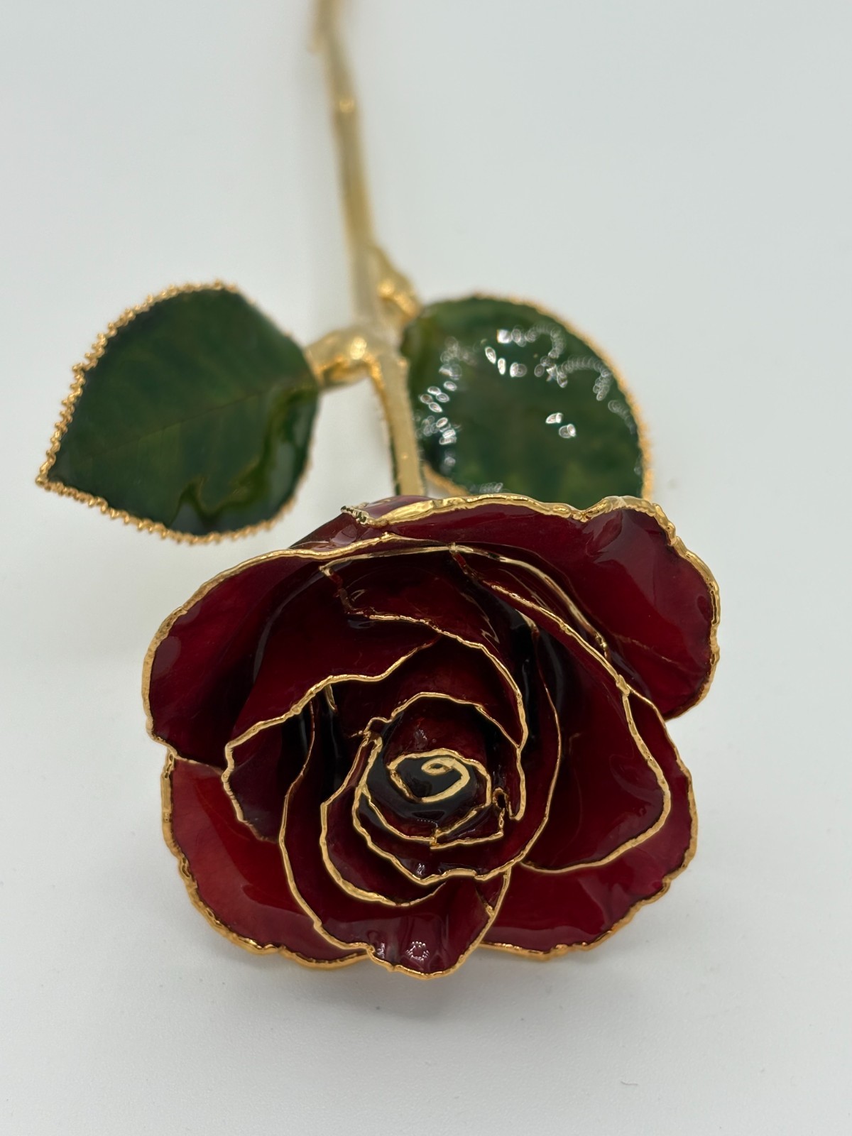 24k Gold Dipped Burgundy Rose Forever Flower Long Stem 10.5″