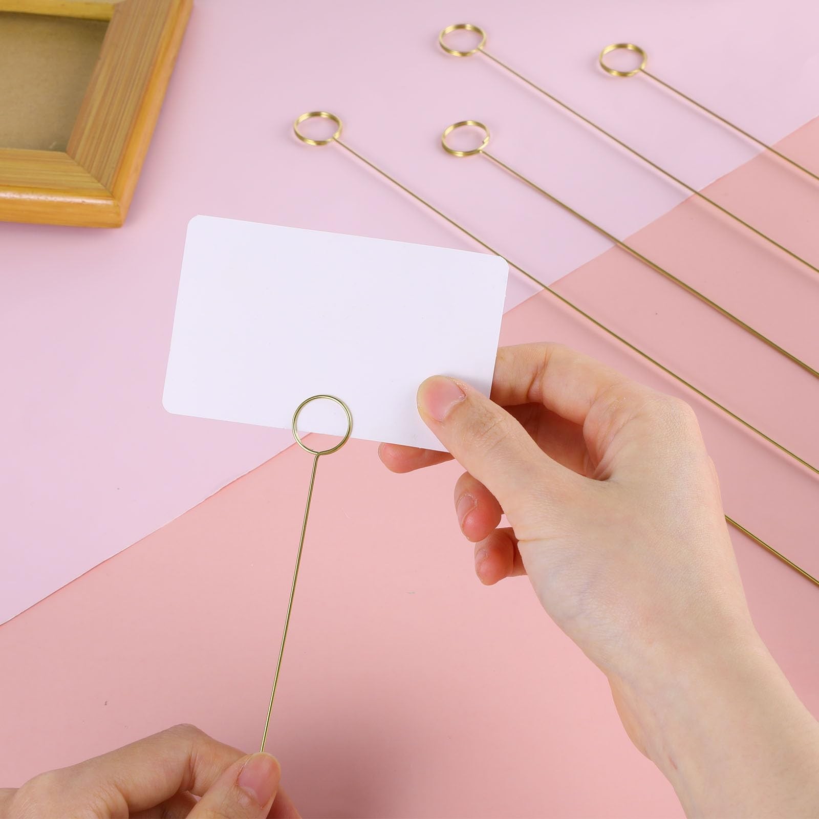 20Pcs Flower Stick, Metal Floral Picks Gold Gift , Number Holders Photo Clips…