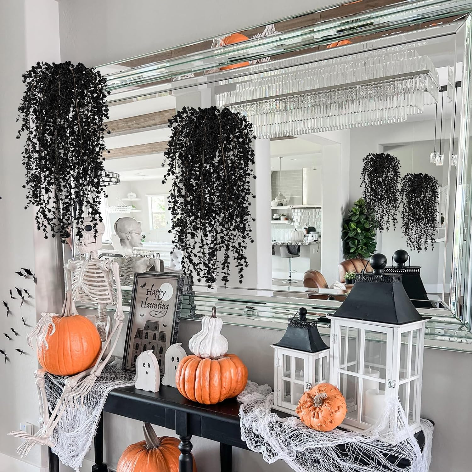 12Pcs Black Hanging Flowers Artificial for Halloween Gothic Decor | Black Hangin