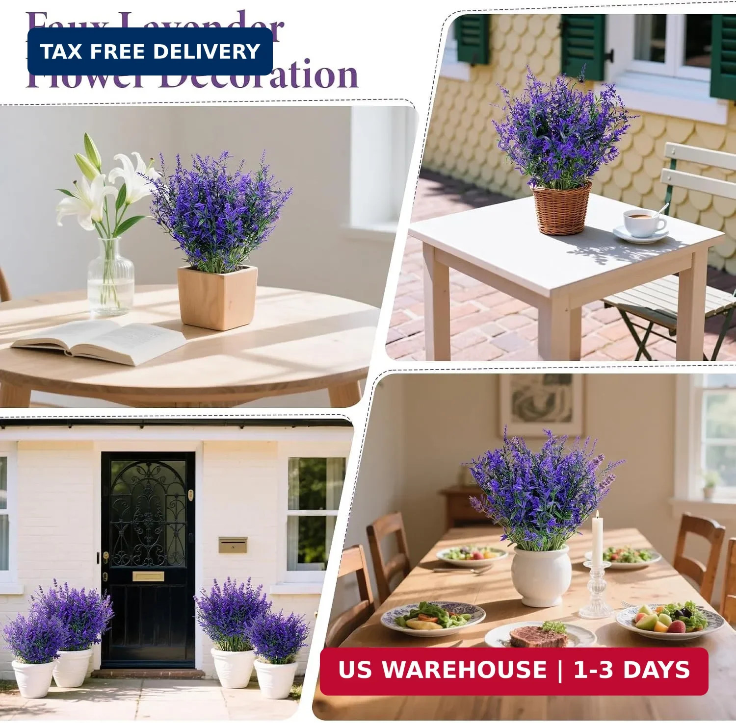 Artificial Lavender Flowers – 7 Pcs Artificial Flowers for Outdoors Faux Lavende
