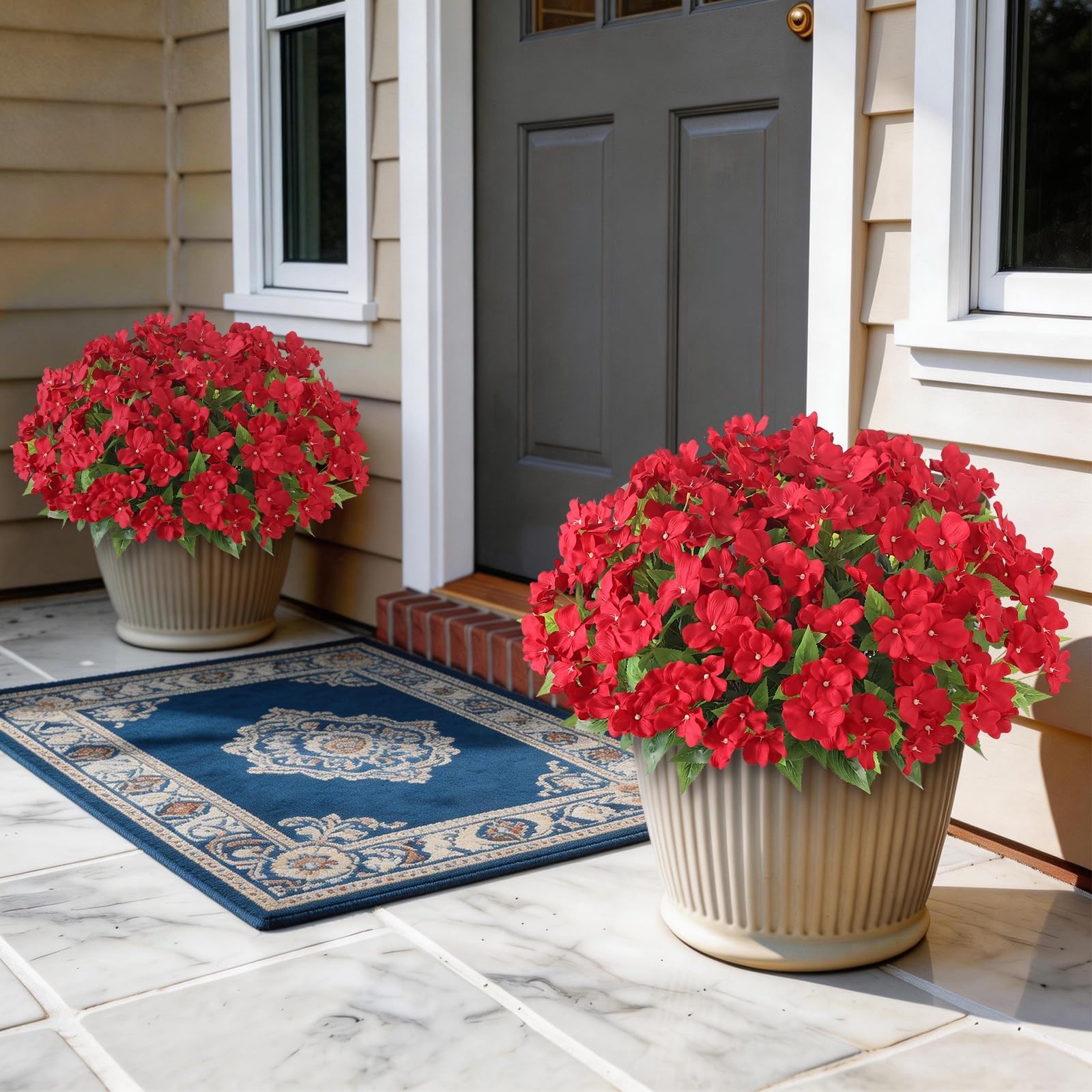 8 Bundles Artificial Impatiens for Outdoor Spring Summer Decor, No Fade Silk …