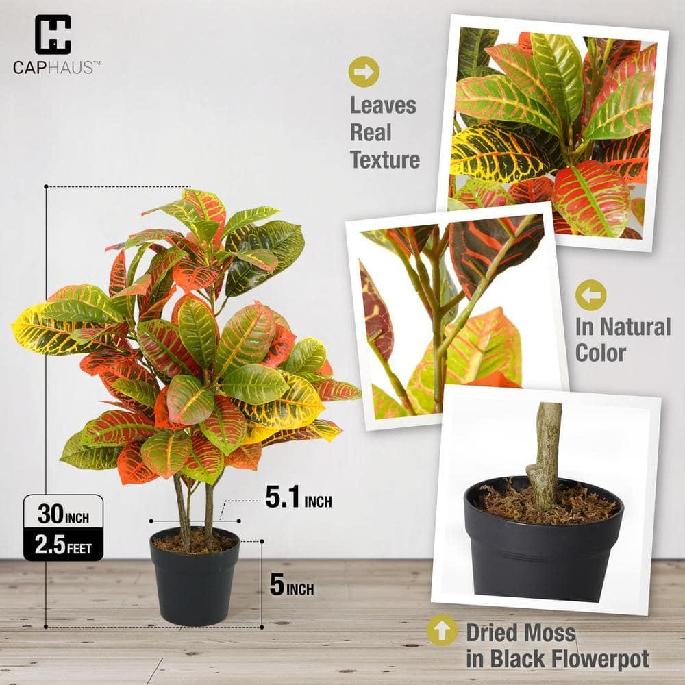 Artificial Topiary Croton Tree UV Resistant Fake Plant Indoor Outdoor 30 In Pot