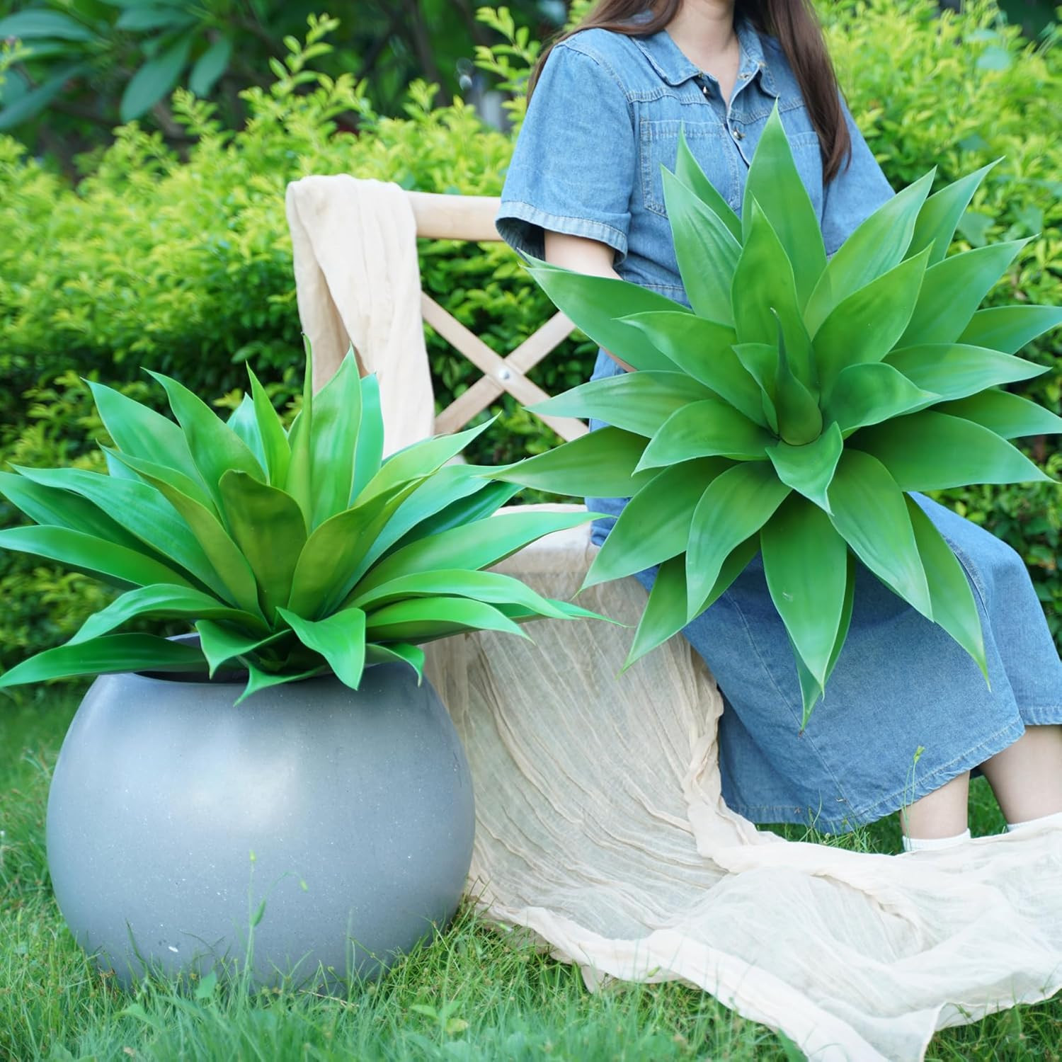 UV Resistant 28” Artificial Agave Plants – 2 Pcs for Indoor/Outdoor Use