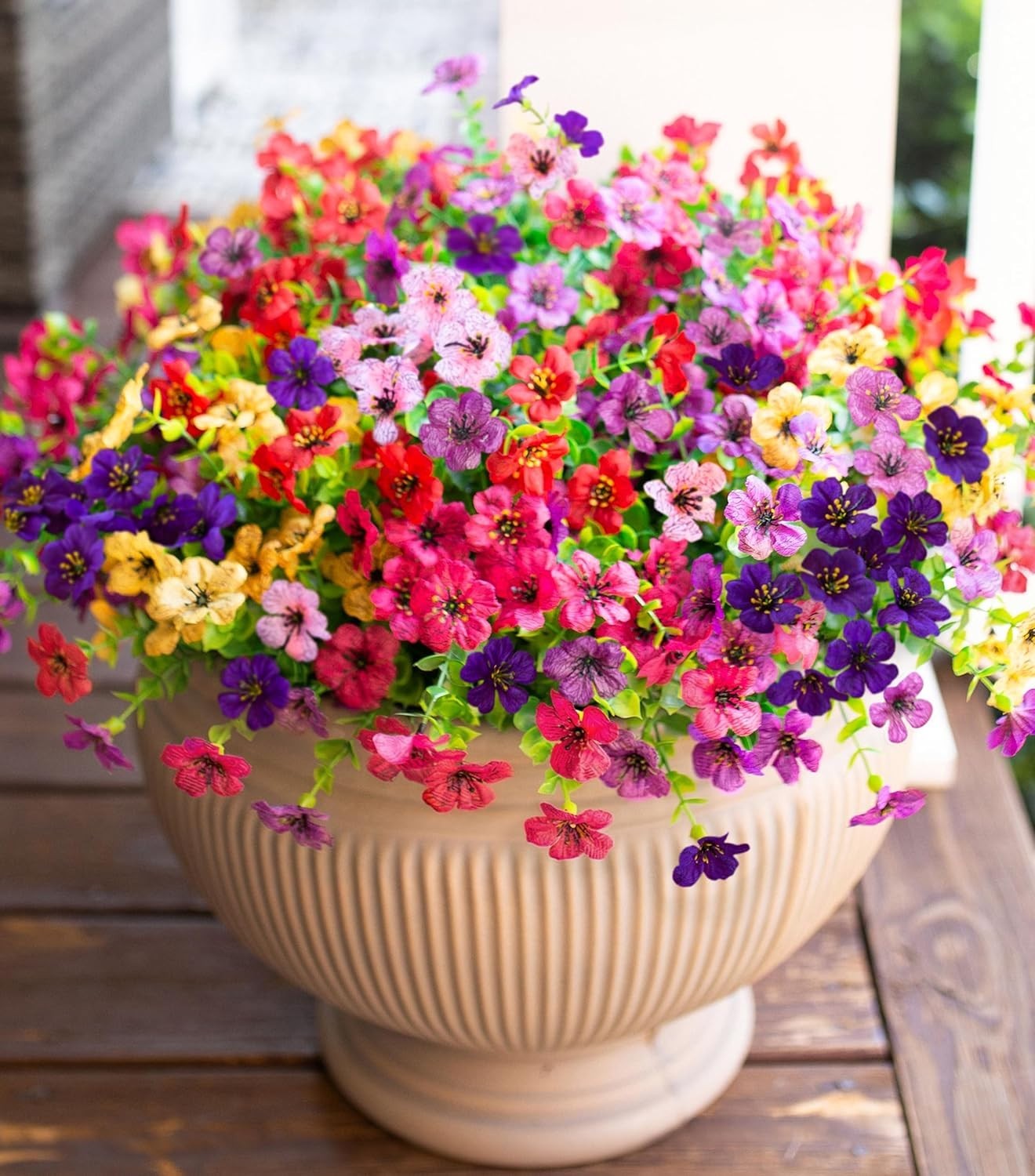 Realistic Multicolor Faux Flowers with Eucalyptus – Perfect for -Round Use