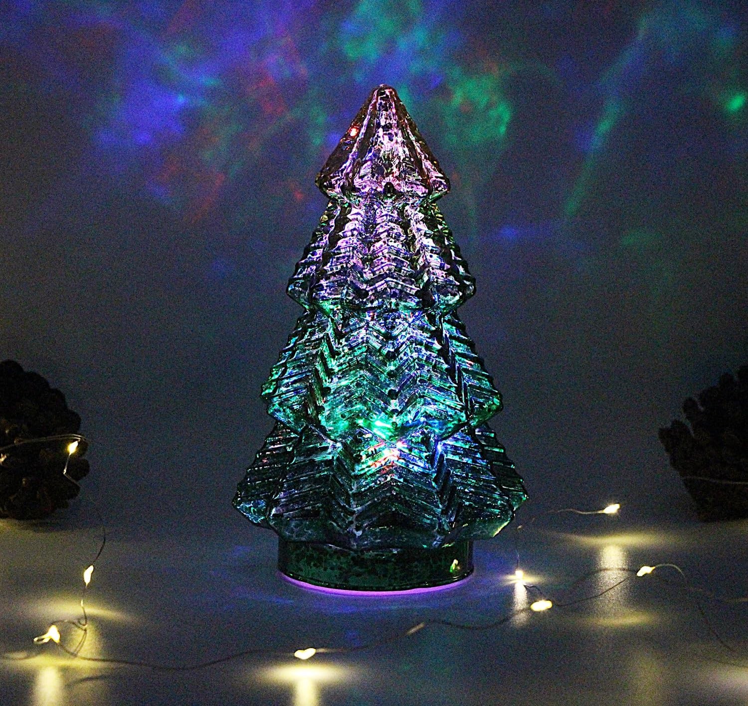 Christmas decor lamp,Mercury Glass Christmas Tree Lights,Lighted Swirling Col…