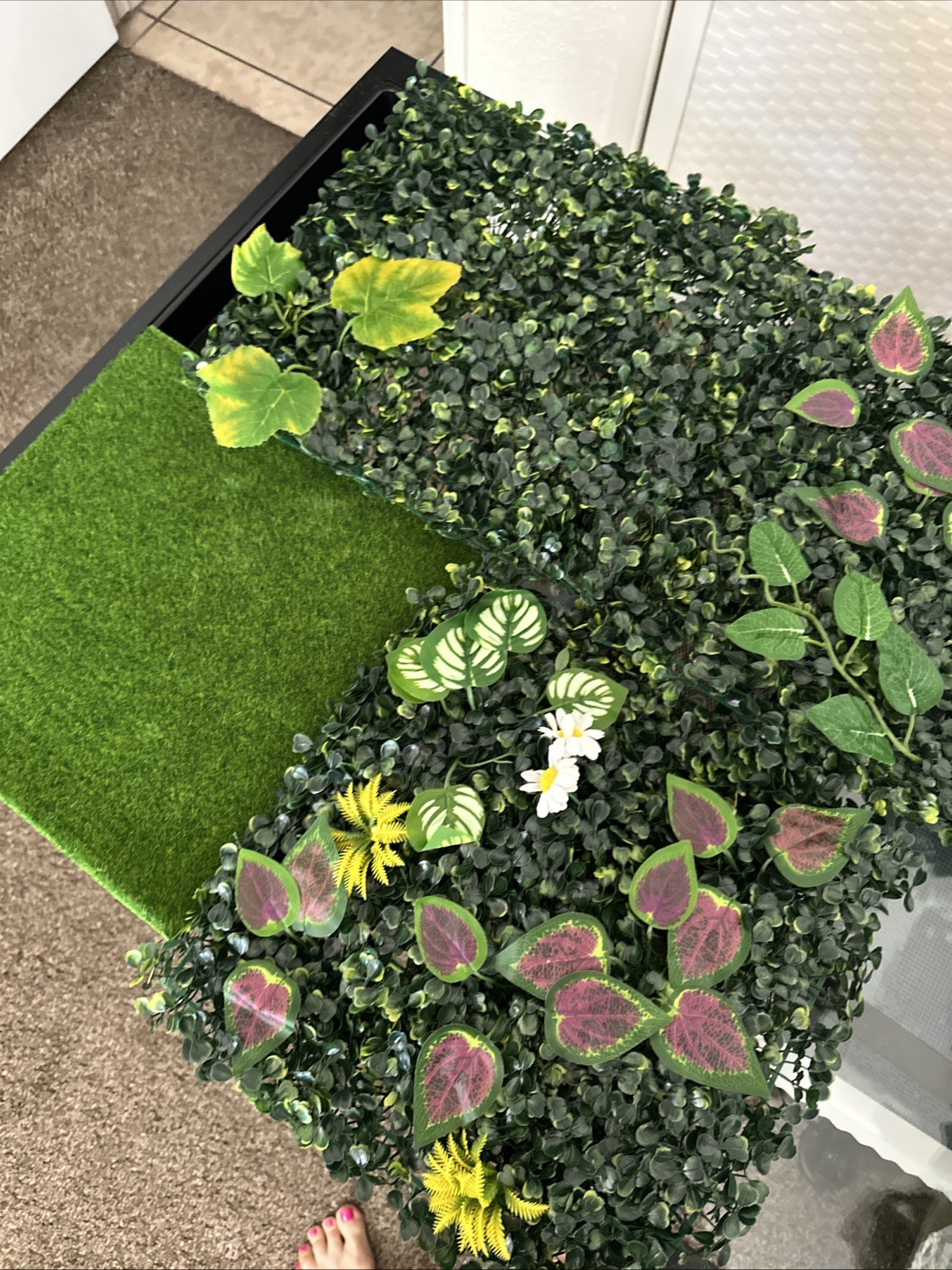 Artificial Grass/Plant Decor With Leaves And Flowers To Add