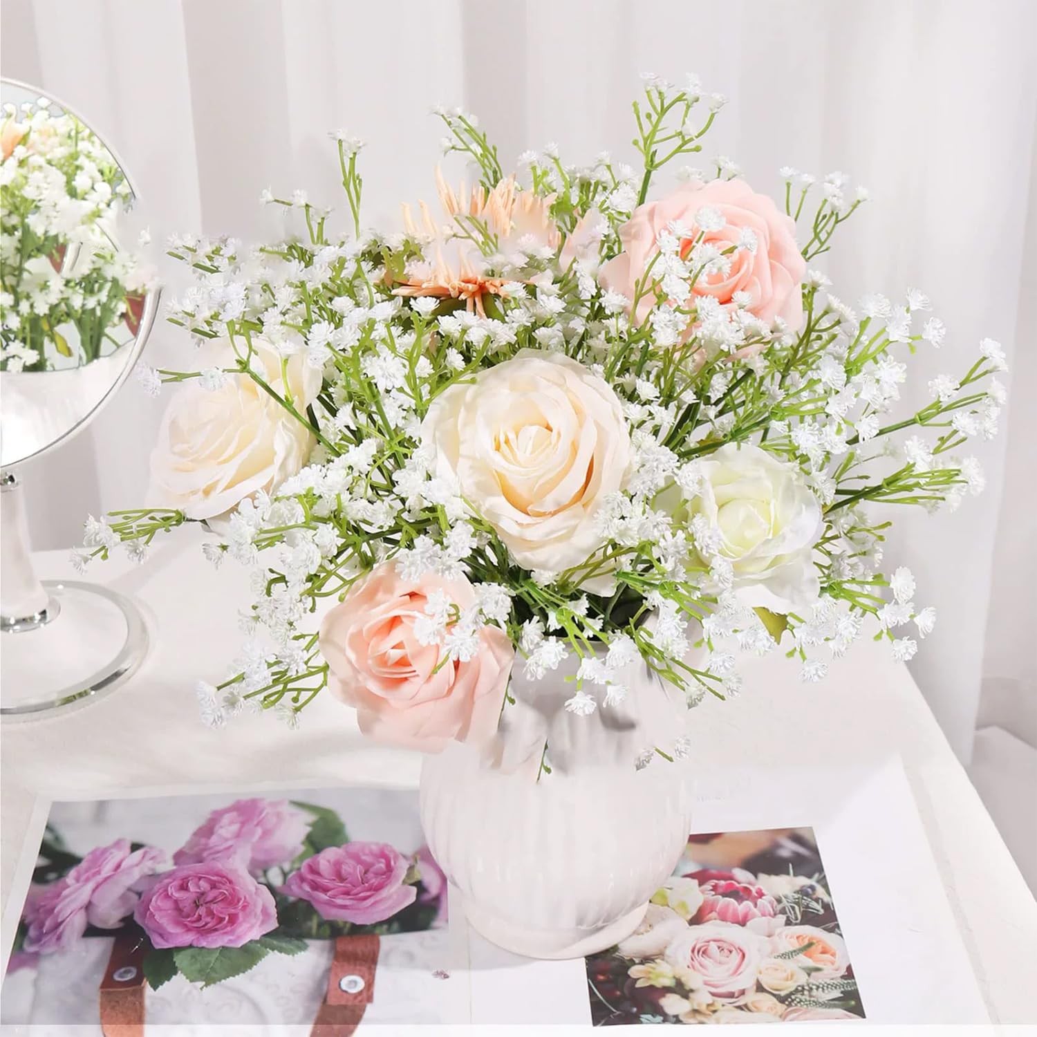 36 PCS White Artificial Baby Breath Flowers Silk Bouquet Tall 21 Inches