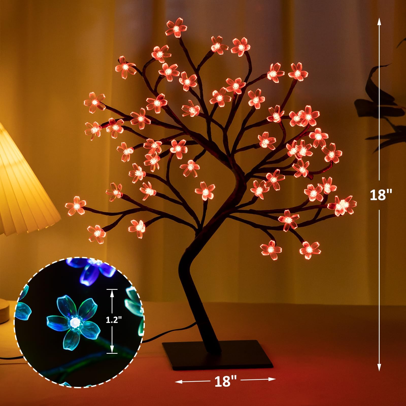 16 Color Changing Lighted Cherry Blossom Tree 48 LED Plug In Night Light