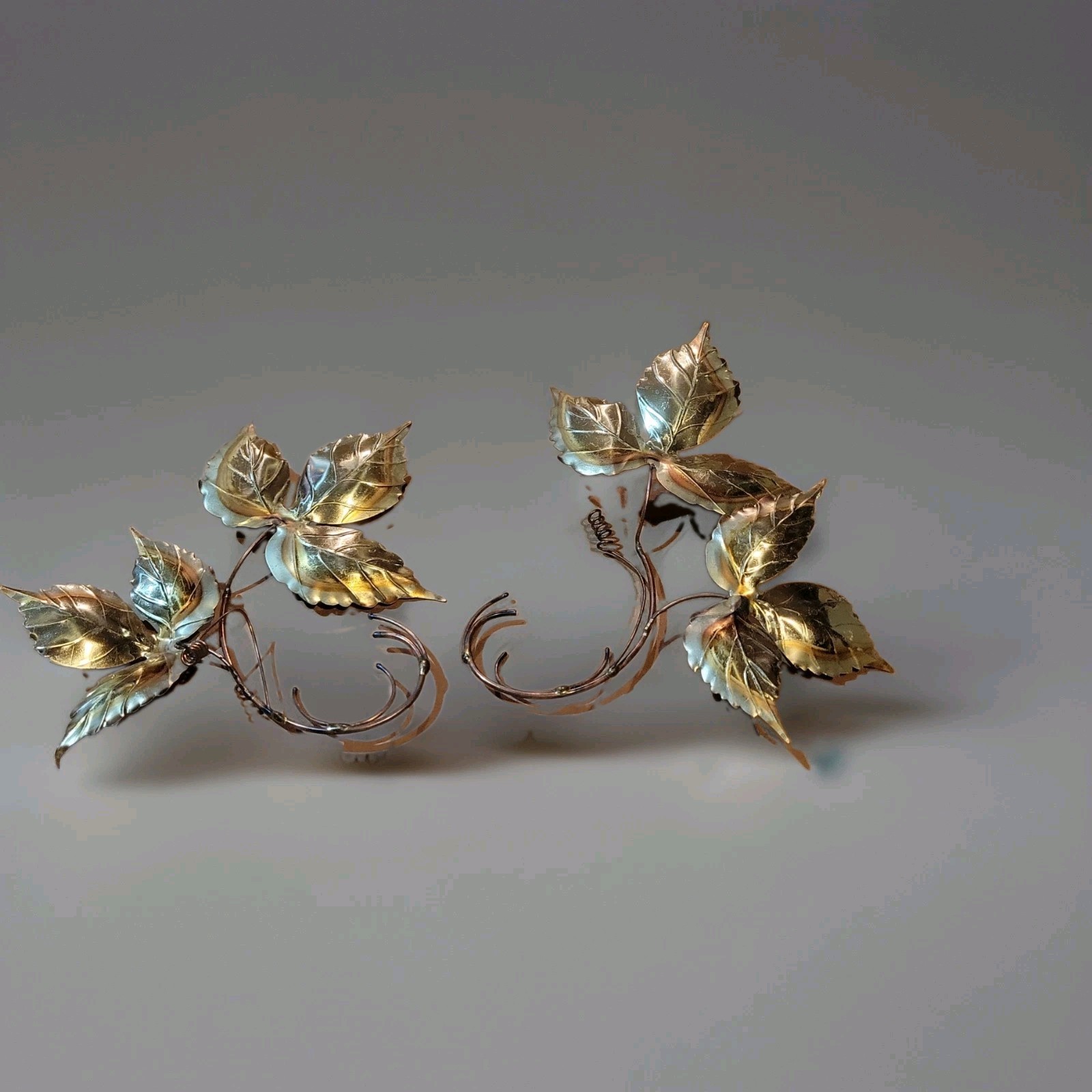 Vintage Metallic Leaves Decor Set Home MCM Home Interiors Homco Ivy Brass