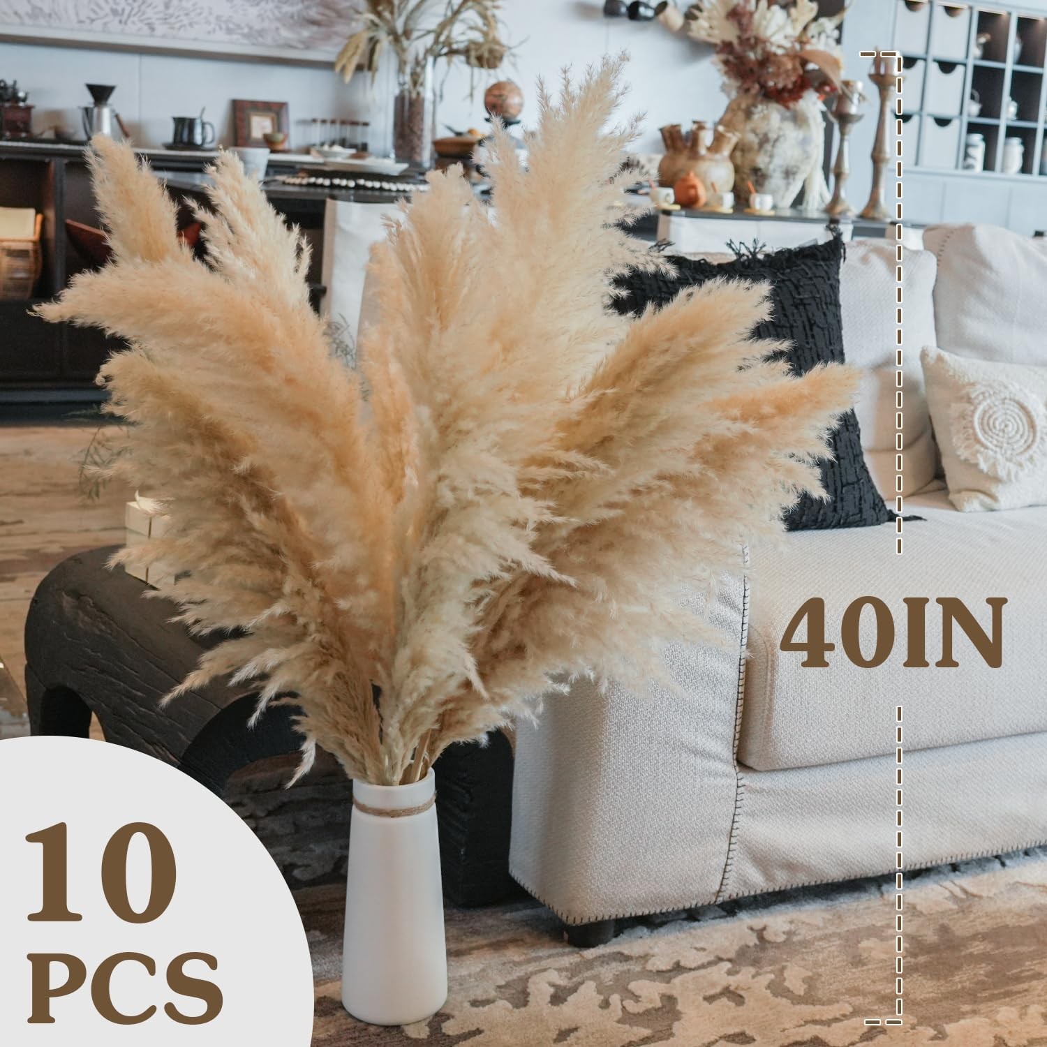 10 PCS 40 Inch Tall Pampas Grass Floral Decor Floor Vase Living Room Plants