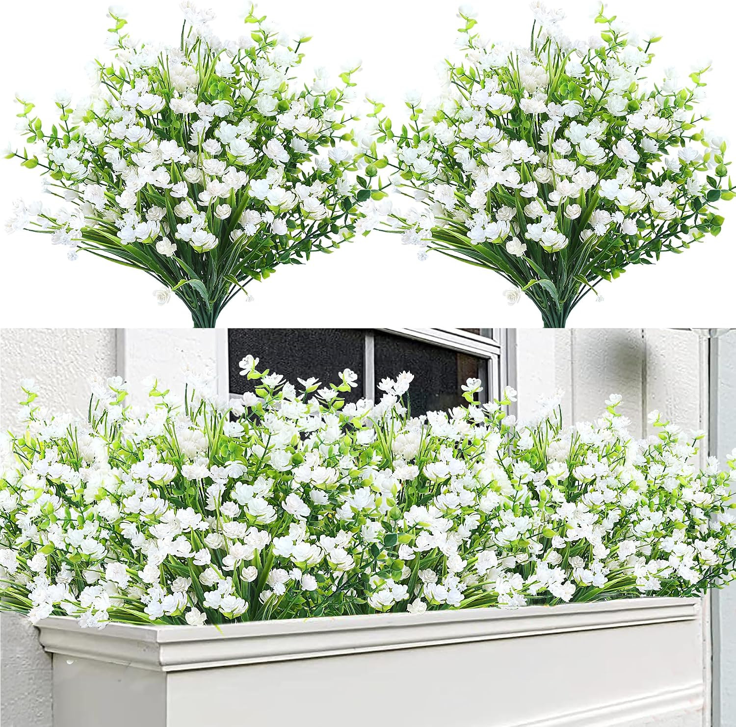 Sggvecsy Artificial Flowers for Outdoors 12 Bundles UV Resistant Boxwood Shrubs