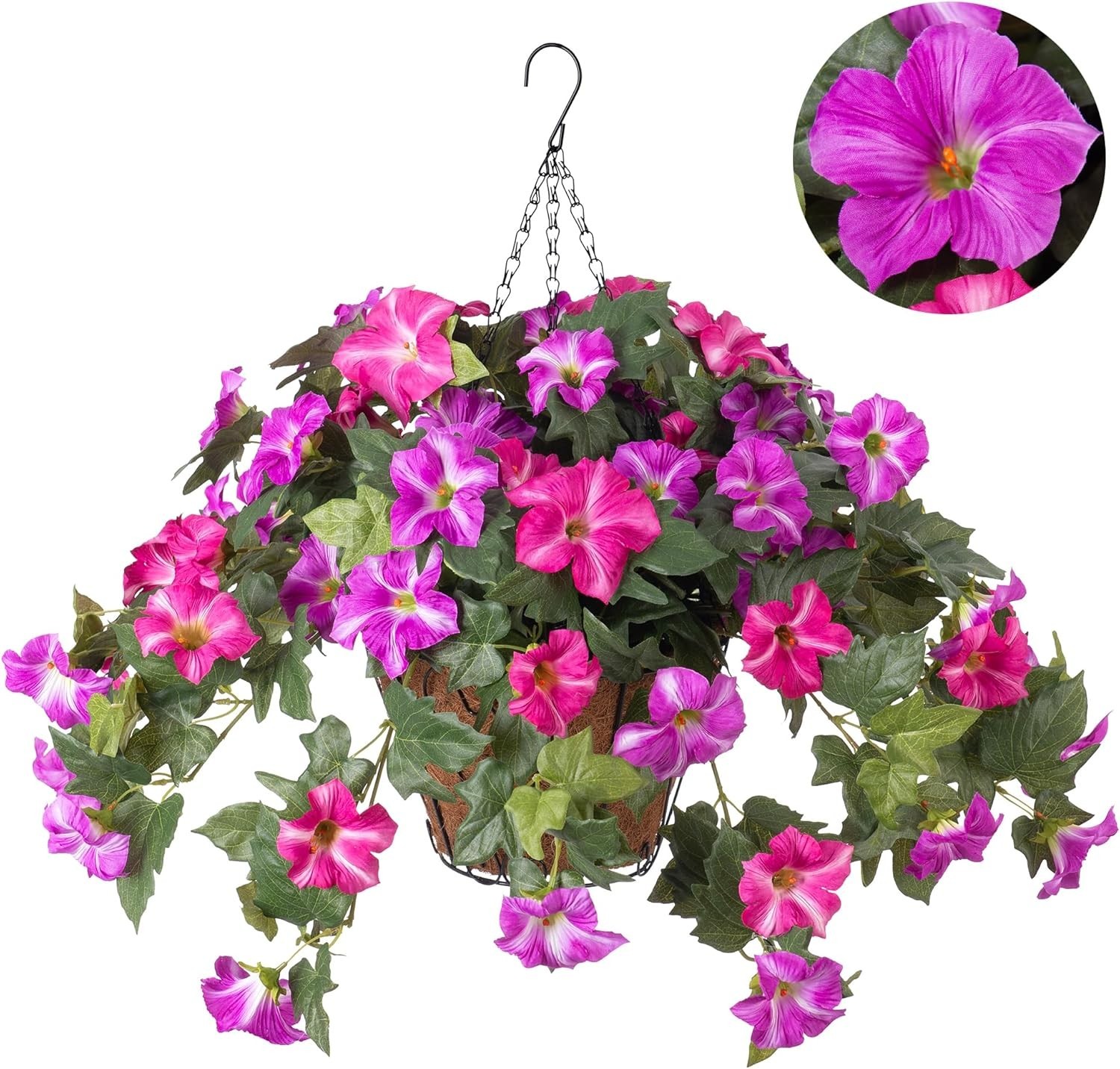 Artificial Hanging Fake Flowers with Basket Plants for Outdoor Decoration, Fa…