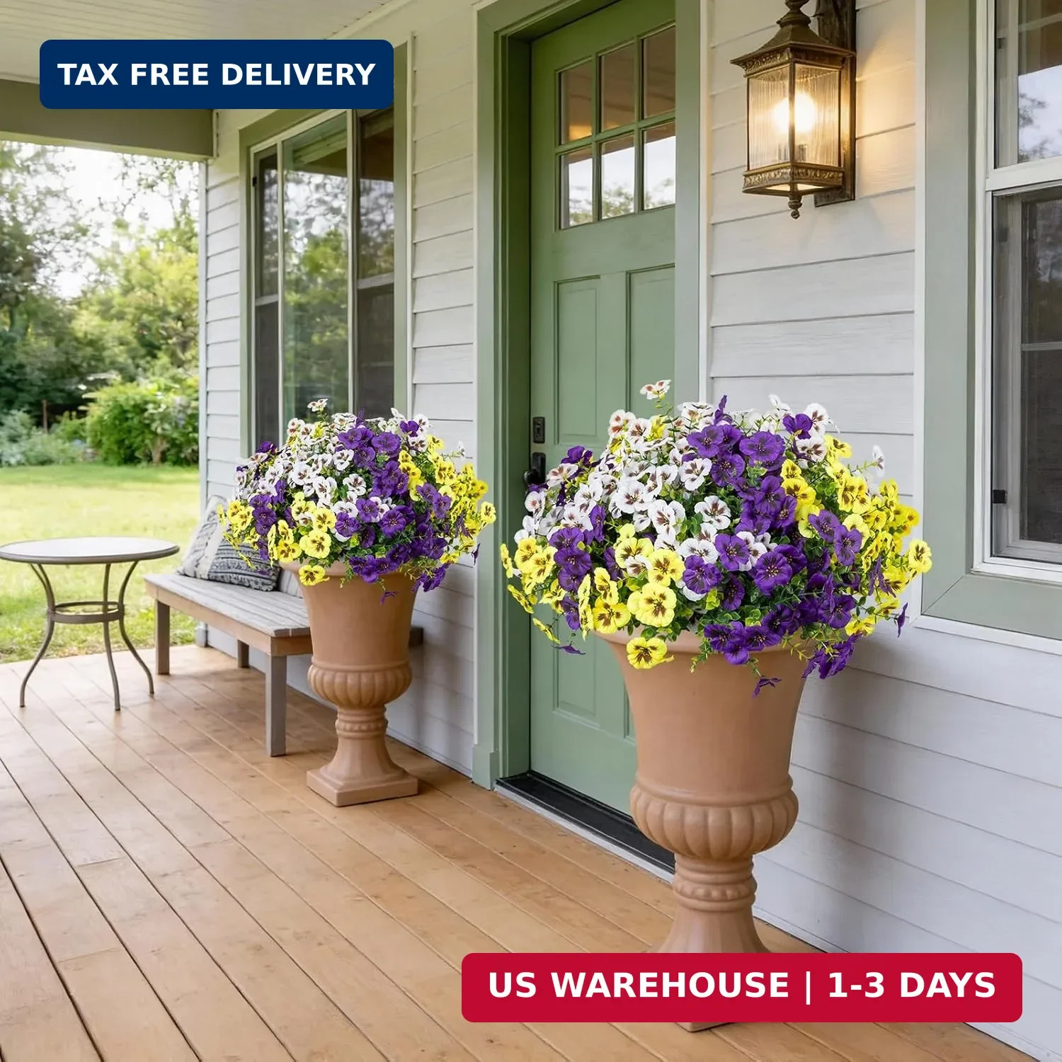 24 Pcs Artificial Fake Pansy Flowers for Outdoor,Faux Silk Plants Flowers UV Res
