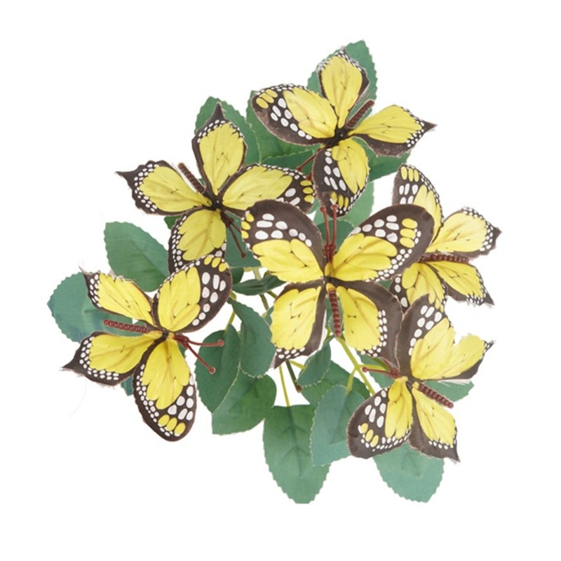 7 Head Artificial Butterfly Flowers Colorful Plastic Realistic Home Decors