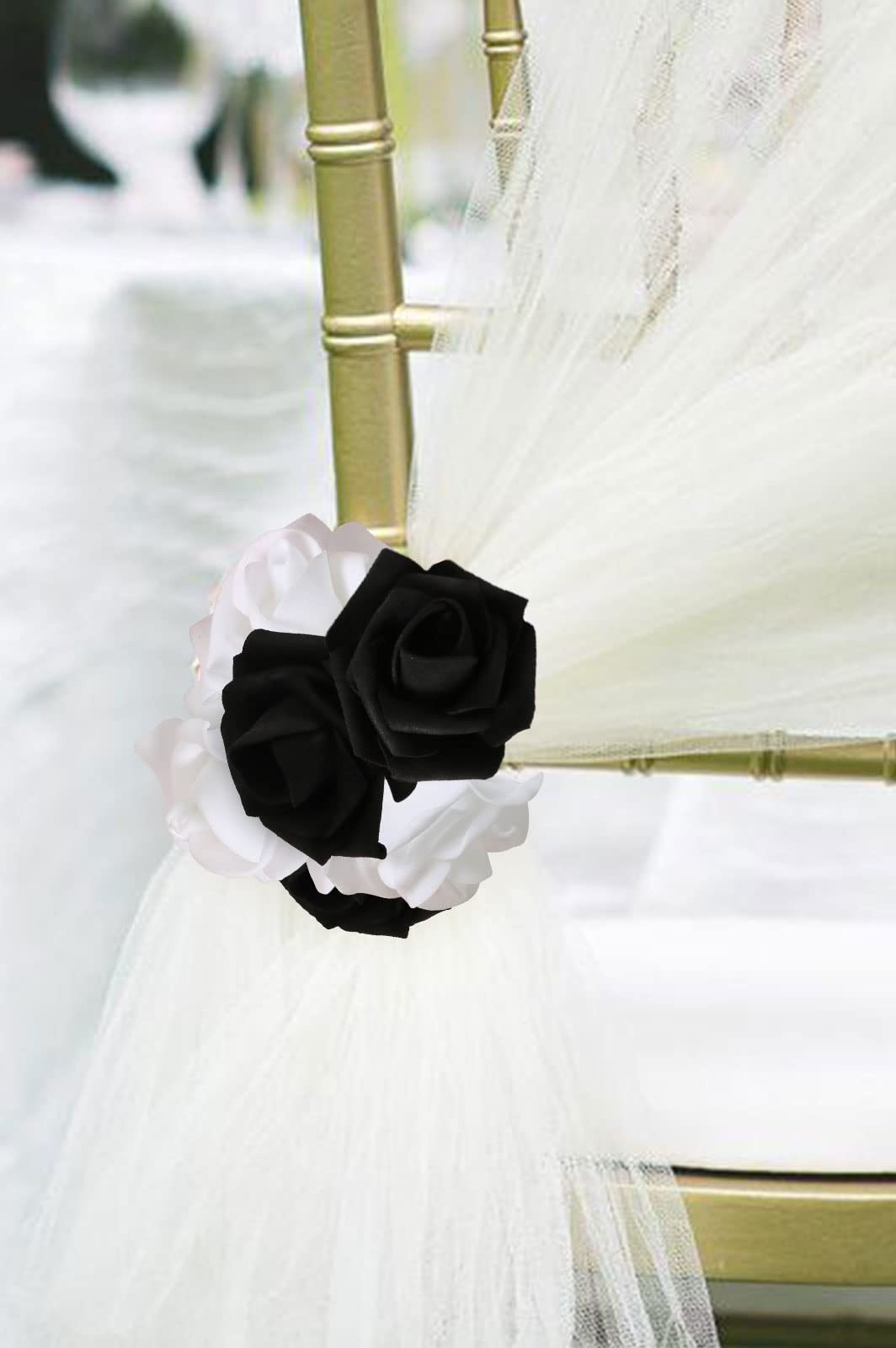 Rose Flower Heads,200Pcs Foam Flowers 1.97in Foam Roses Black and White Fake …