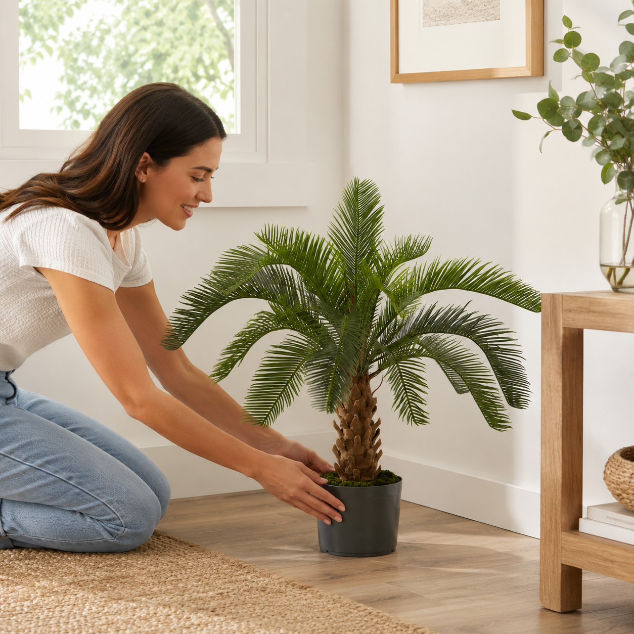 28″ Plastic Cycas (Foam Trunk) Tree w/16 Lvs