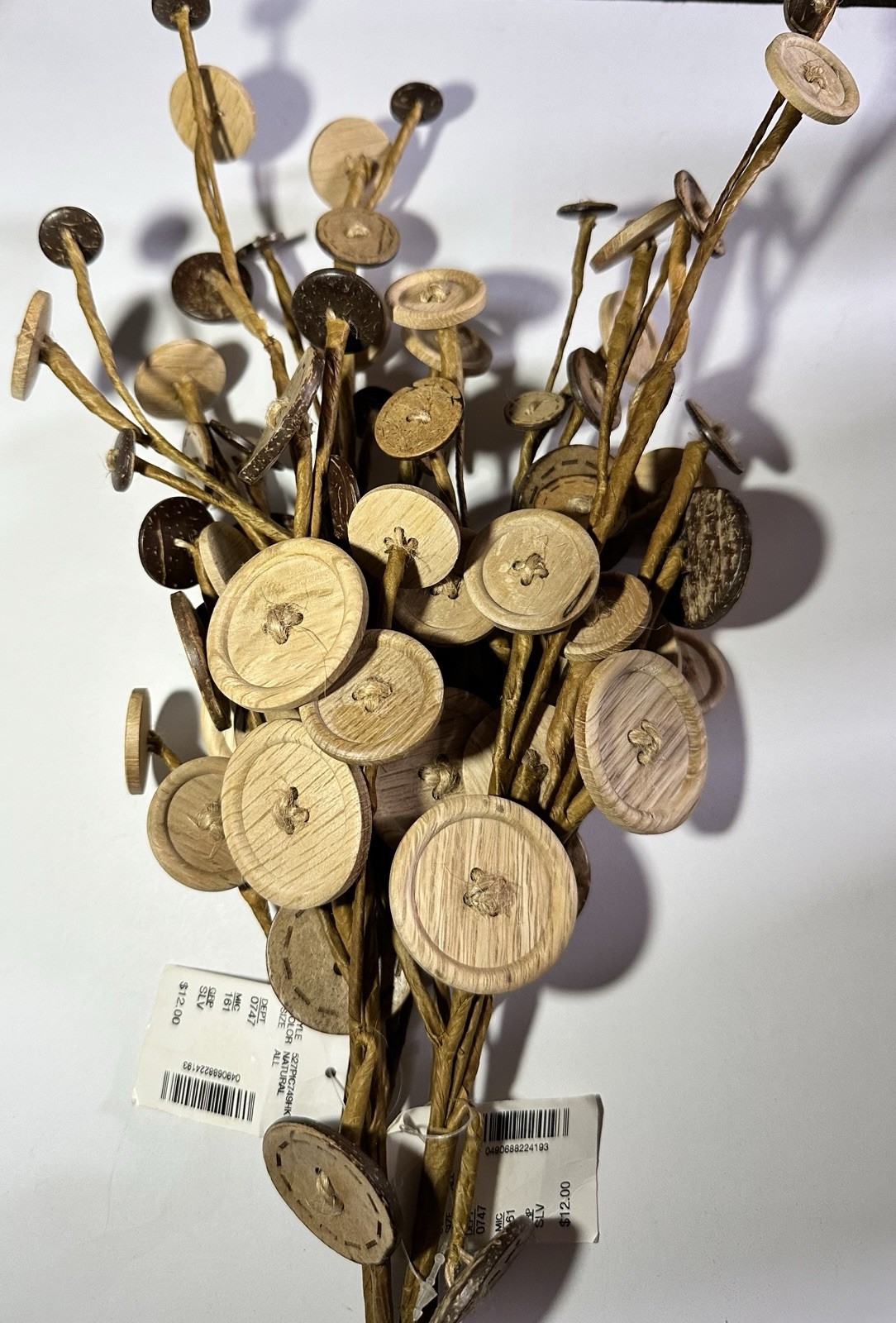 Rustic Button Flower Bouquet 4 Stems Cottage Core