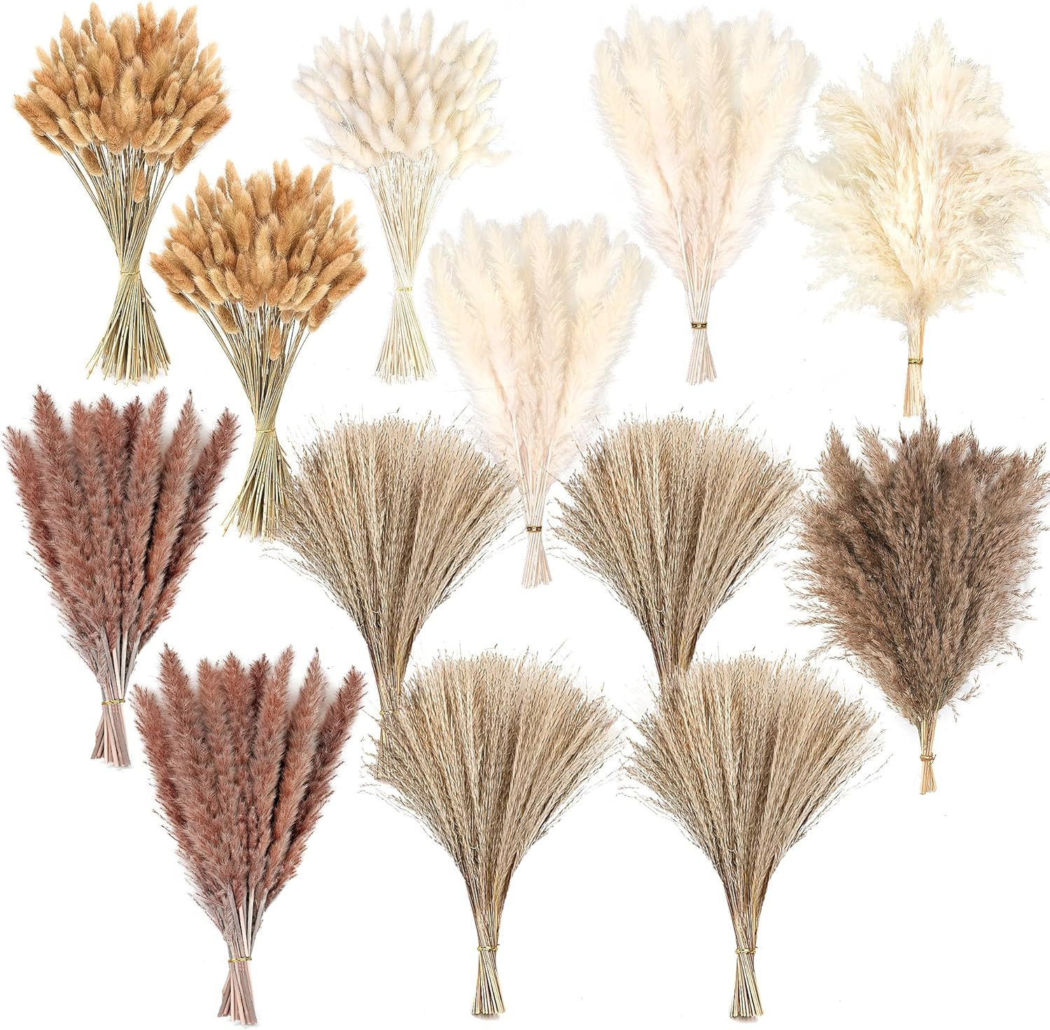 300 PCS Dried Pampas Grass Decor, Dried Flower Bouquets for Wedding, Home, Cente