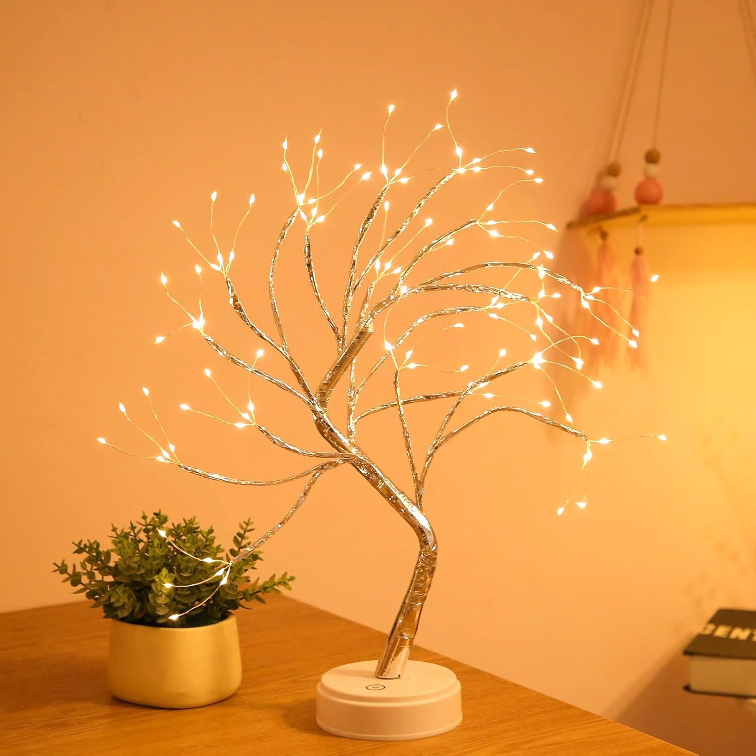 Fairy Light Spirit Tree,20″ Tabletop Bonsai 108 LED Tree Light, USB or Batter…