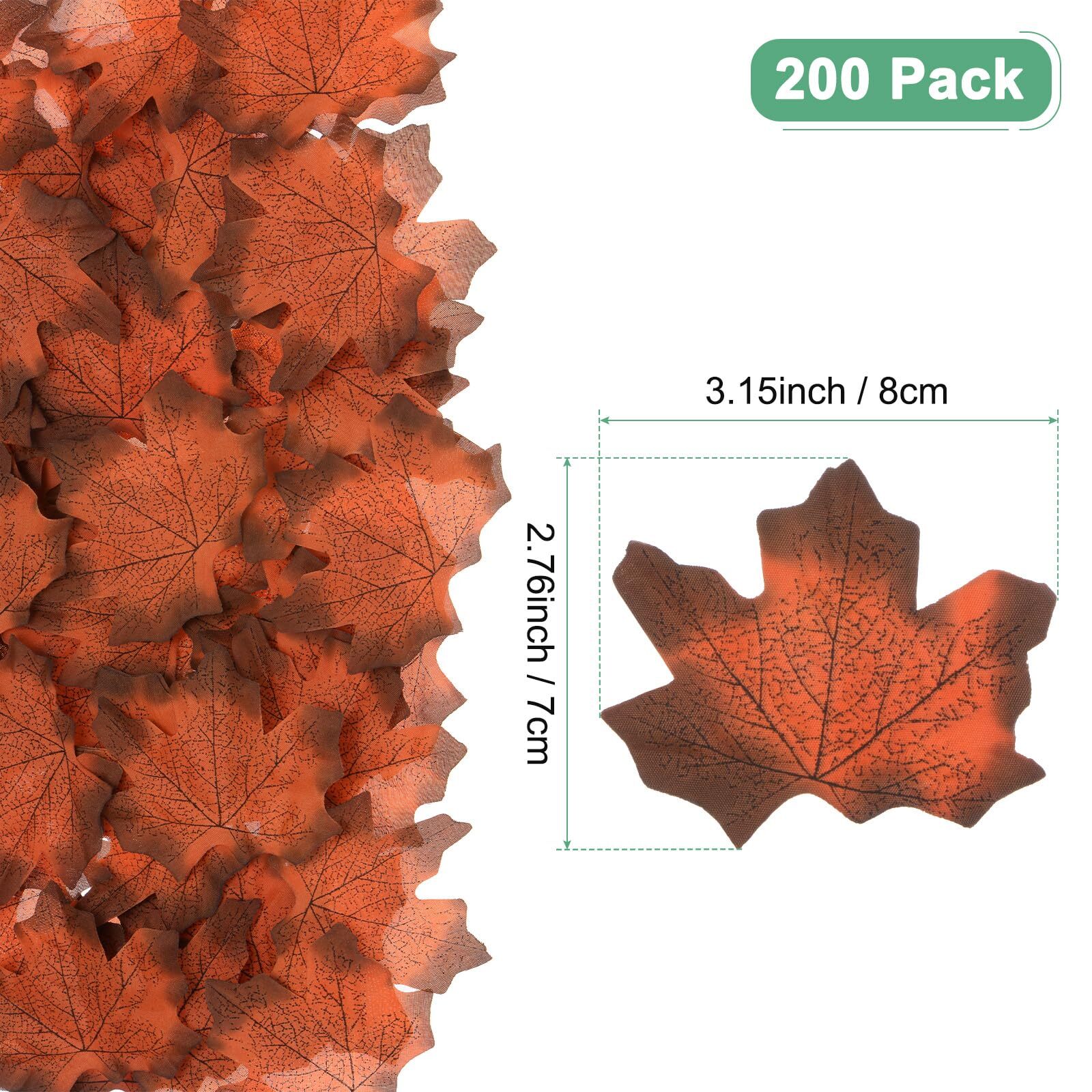 200-Pack Artificial Maple Leaves Fake Fall Leaves Faux Autumn Leaves for Than…
