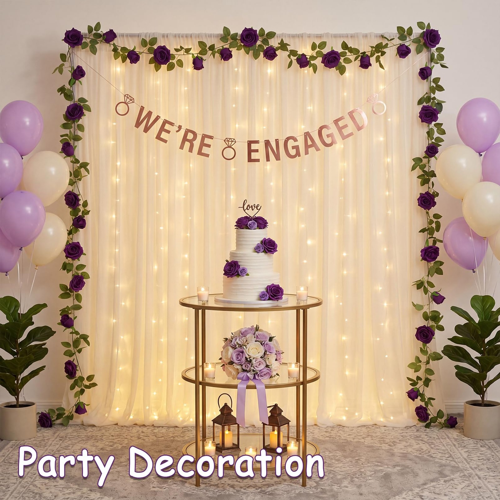 2 Pack Dark Purple Garland Each 6.5FT Artificial Flower Garland